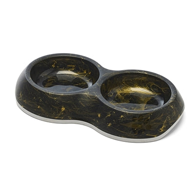 Savic Delice Double Food Bowl Marble Black / Gold - Image 2