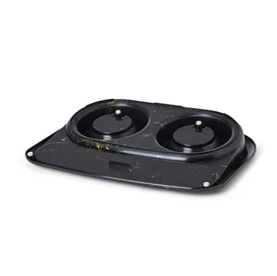 Savic Butler Food and Water Bowl with Tray, Marble Black/Gold - Image 2