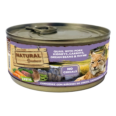 Natural Greatness – Grain-Free Hypoallergenic Cat Food with Quail, Pork Kidney, Carrot & Green Beans (170g)