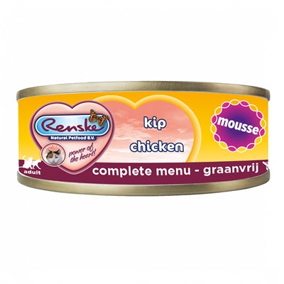 Renske Cat Mousse Chicken – Grain-free Natural Cat Food with Soft Mousse (24 x 70 grams)
