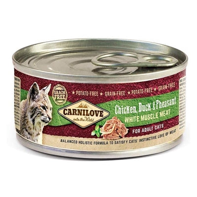 Carnilove Cans Chicken, Duck & Pheasant – Grain-free Natural Cat Food with Chicken, Duck and Pheasant (12x100g)