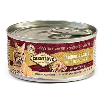 Carnilove Cans Chicken & Lamb – Grain-free Natural Cat Food with Chicken and Lamb (12x100g)