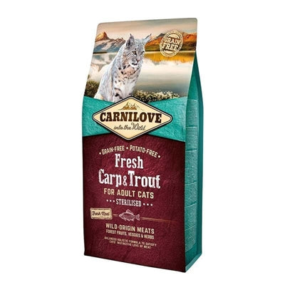 Carnilove Cat Fresh Carp / Trout Sterilised – Grain-free cat food with carp & trout – 6 kg