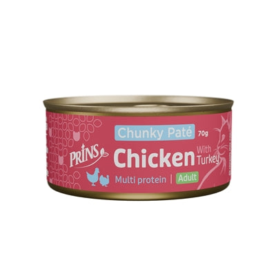 Prins Chunky Paté Chicken & Turkey – Grain-free Natural Cat Food with Chicken and Turkey (24x70g)