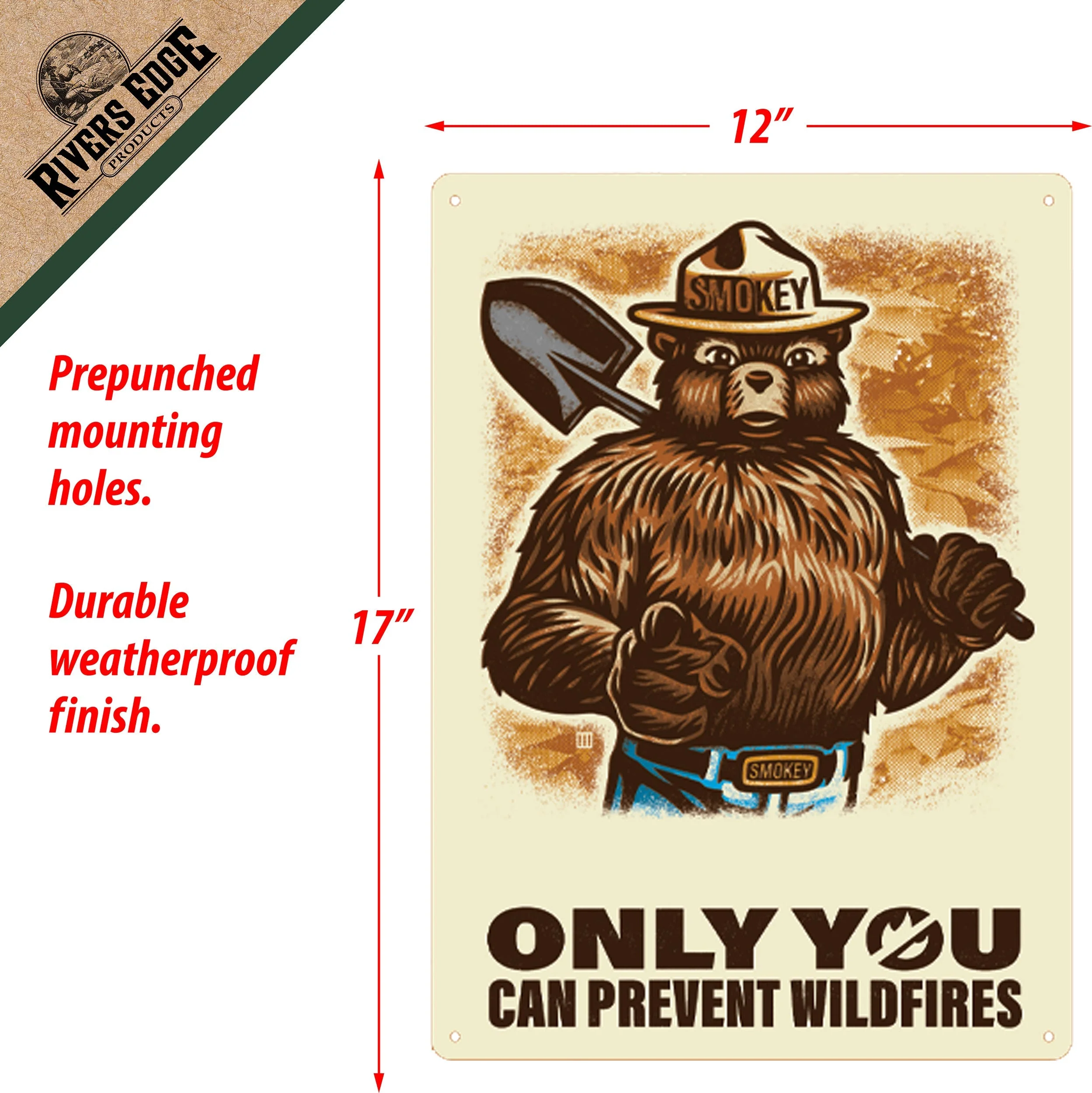 Tin Sign 12in x 17in-Only You Can Prevent Wildfires - Image 2