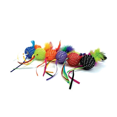 Happy Pet Tabby Patch Glitterbal Met Ratel En Veren - Image 3