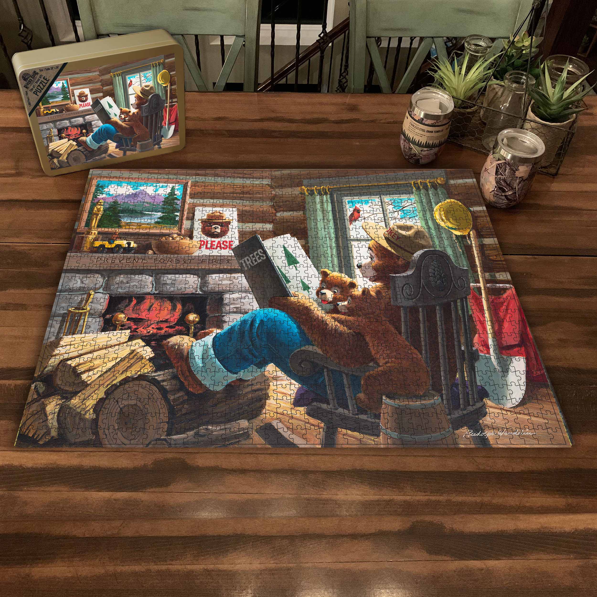Puzzle in Tin 1000-Piece-Smokey By Fireplace - Image 3