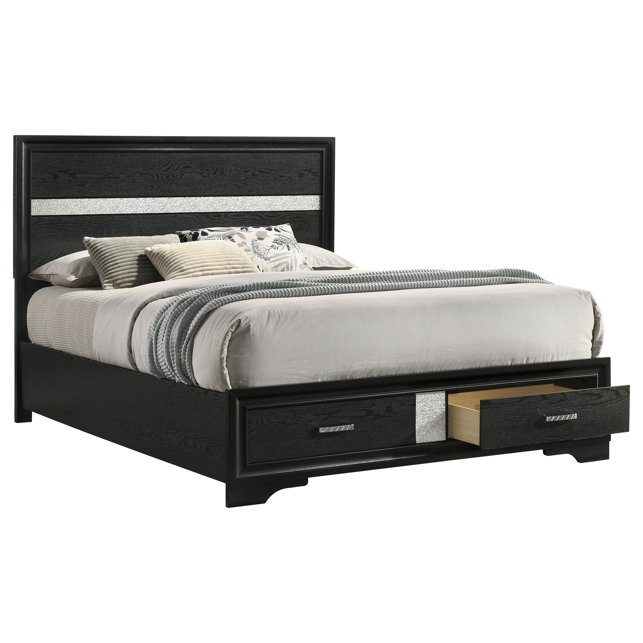Coaster Furniture Miranda 206361Q 51-inch Wood Queen Storage Panel Bed - Black - Image 2