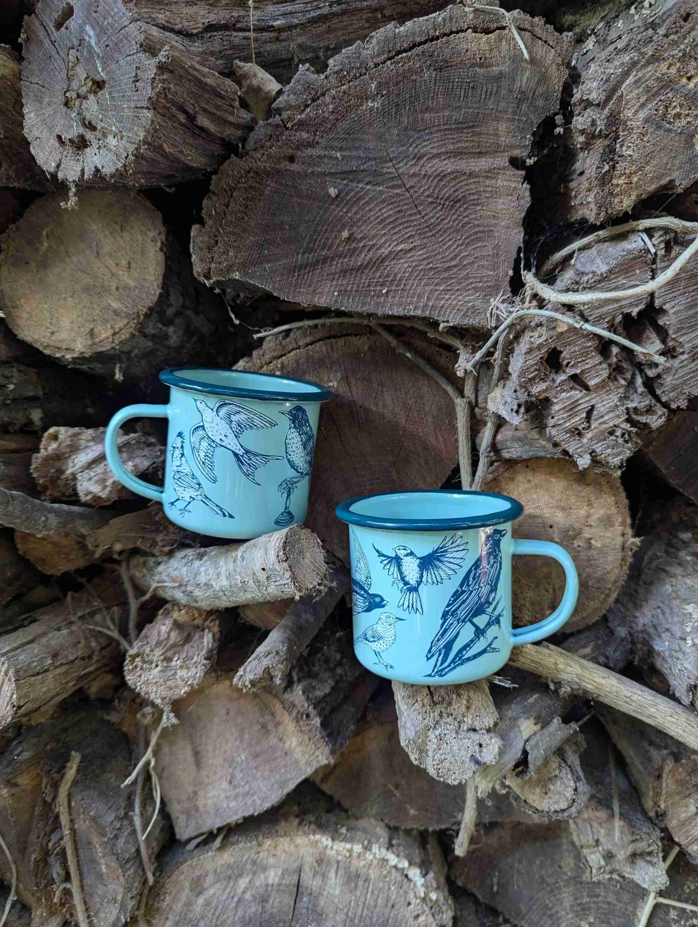 Enamel mug | blue birds - Image 1