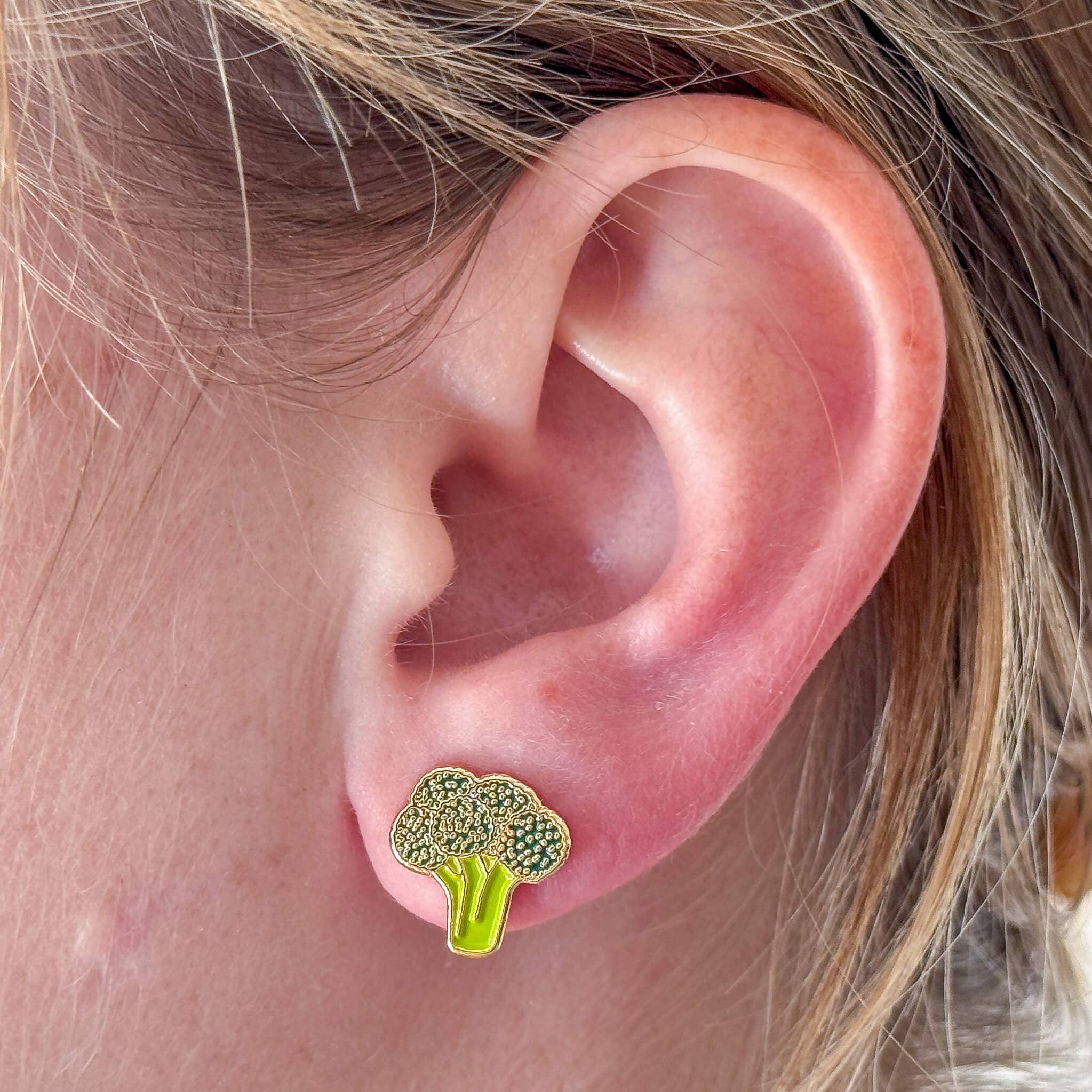 Broccoli Enamel Earrings - Image 2