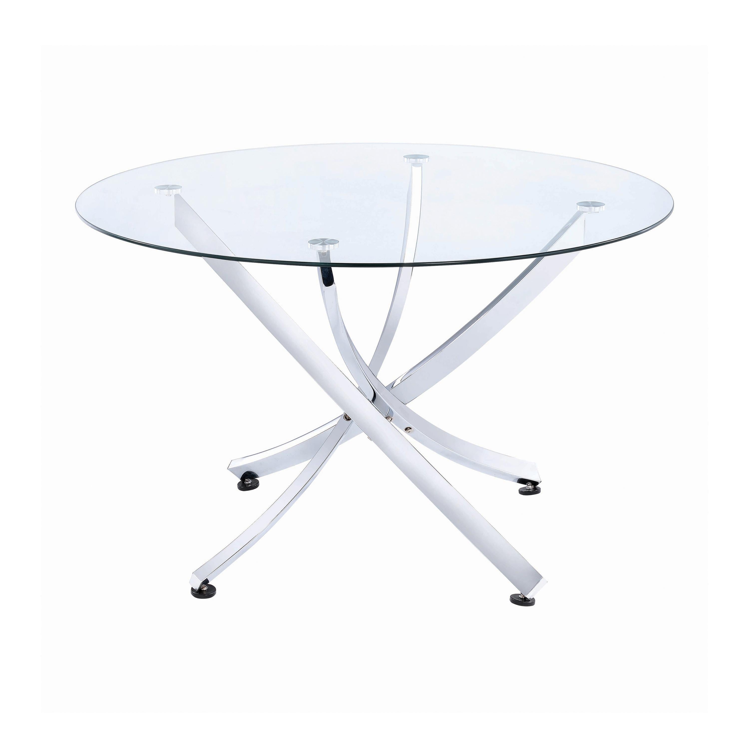 Coaster Furniture Beckham 106440 Round 46-inch Glass Top Dining Table - Chrome - Image 1