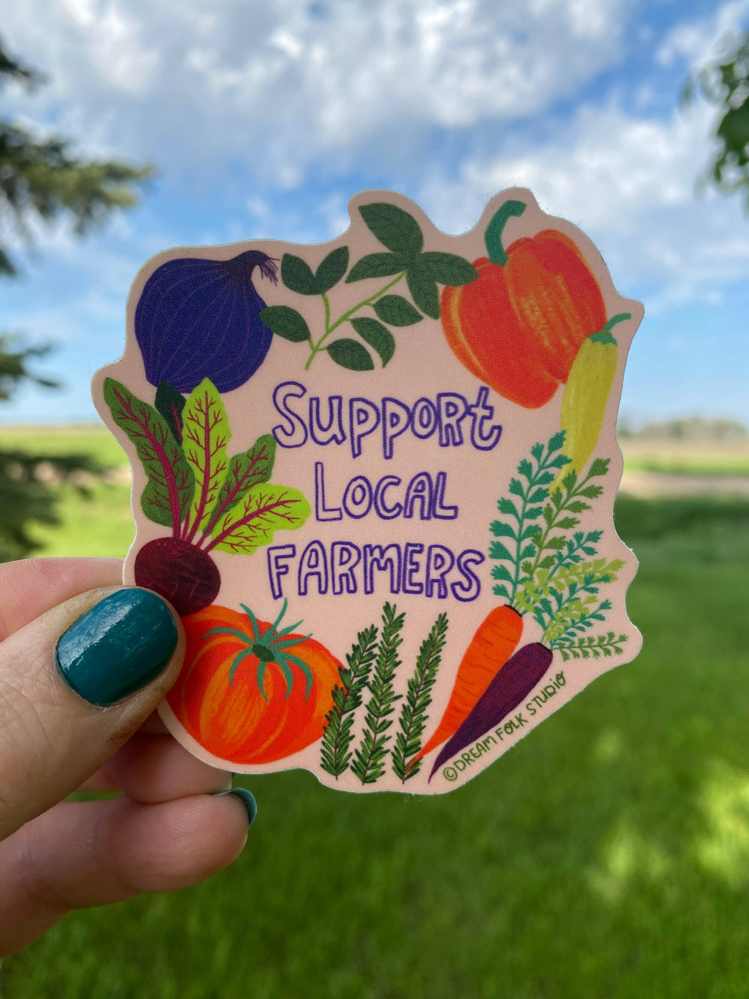 Support Local Farmers Sticker - Farmer's Market - Vegetables - Image 1