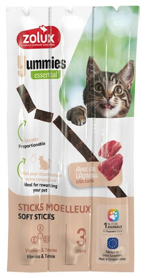 Zolux Yummies Miękki przysmak dla kota – Pałeczki Jagnięcina & Ryż 3x5g