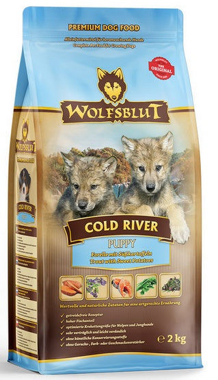 Wolfsblut Cold River Puppy 2 kg – bezzbożowa, rybna karma premium dla szczeniąt (pstrąg i łosoś, bataty) - Image 1