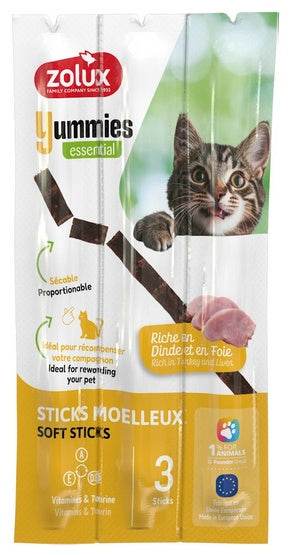 Zolux Yummies Miękki przysmak dla kota – Pałeczki Indyk & Wątróbka 3x5g