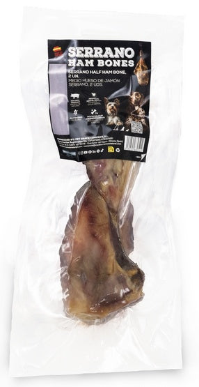 Mediterranean Natural Serrano Ham Bones połowa kości szynkowej z golonki 2 szt. 370 g - naturalnie suszona dla dłuższego żucia - Image 2
