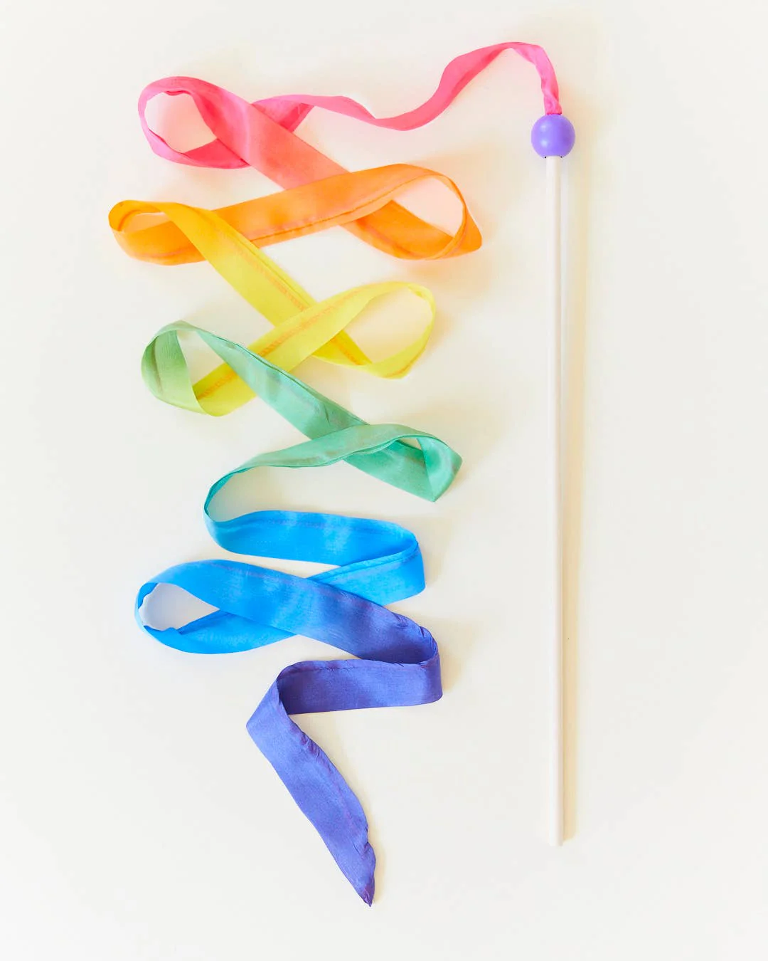 Rainbow Silk & Wood Streamer - Wand for Pretend Play - Image 1