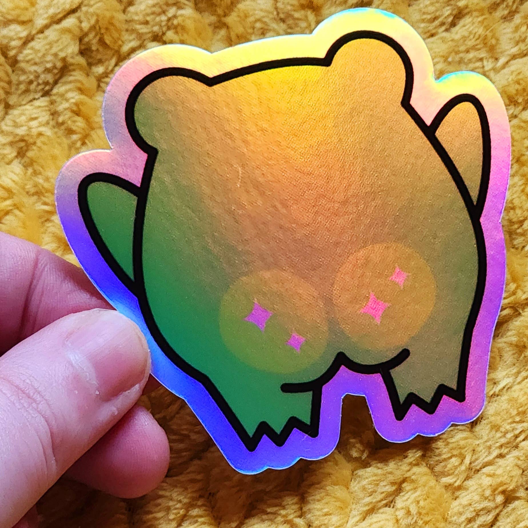 Kawaii frog butt funny cute hilarious sticker toad holograph - Image 2