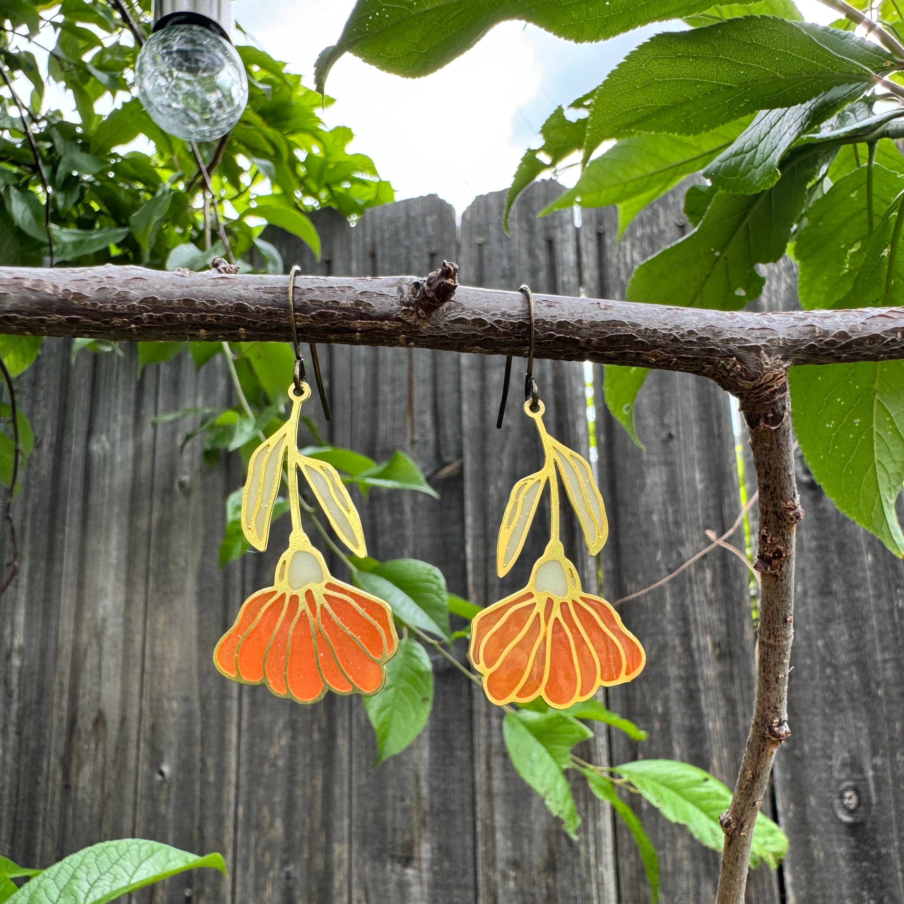 Begonia // Stained Glass Resin Earrings - Image 2