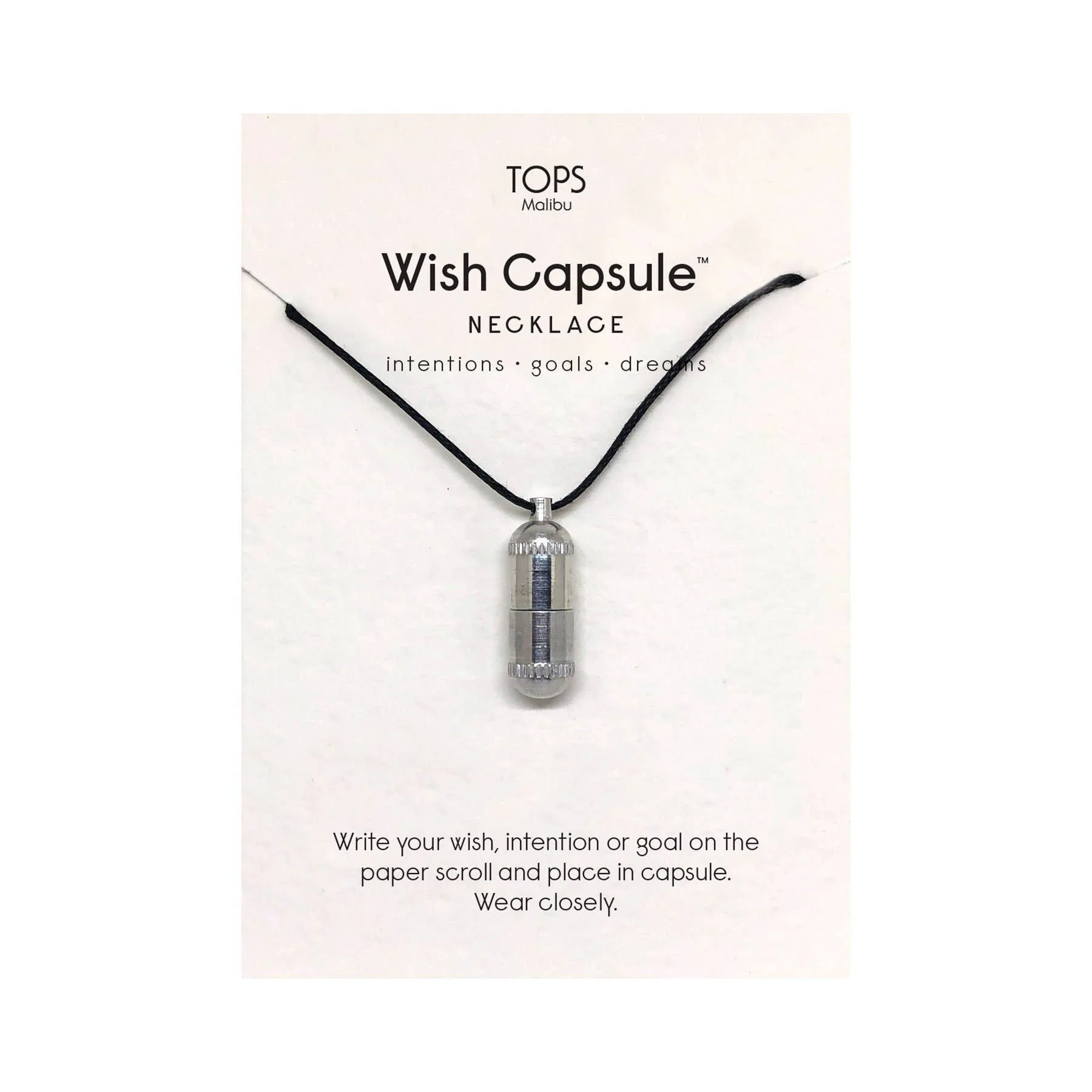 Wish Capsule Necklace w/ 3-Paper Scrolls – Silver Capsule