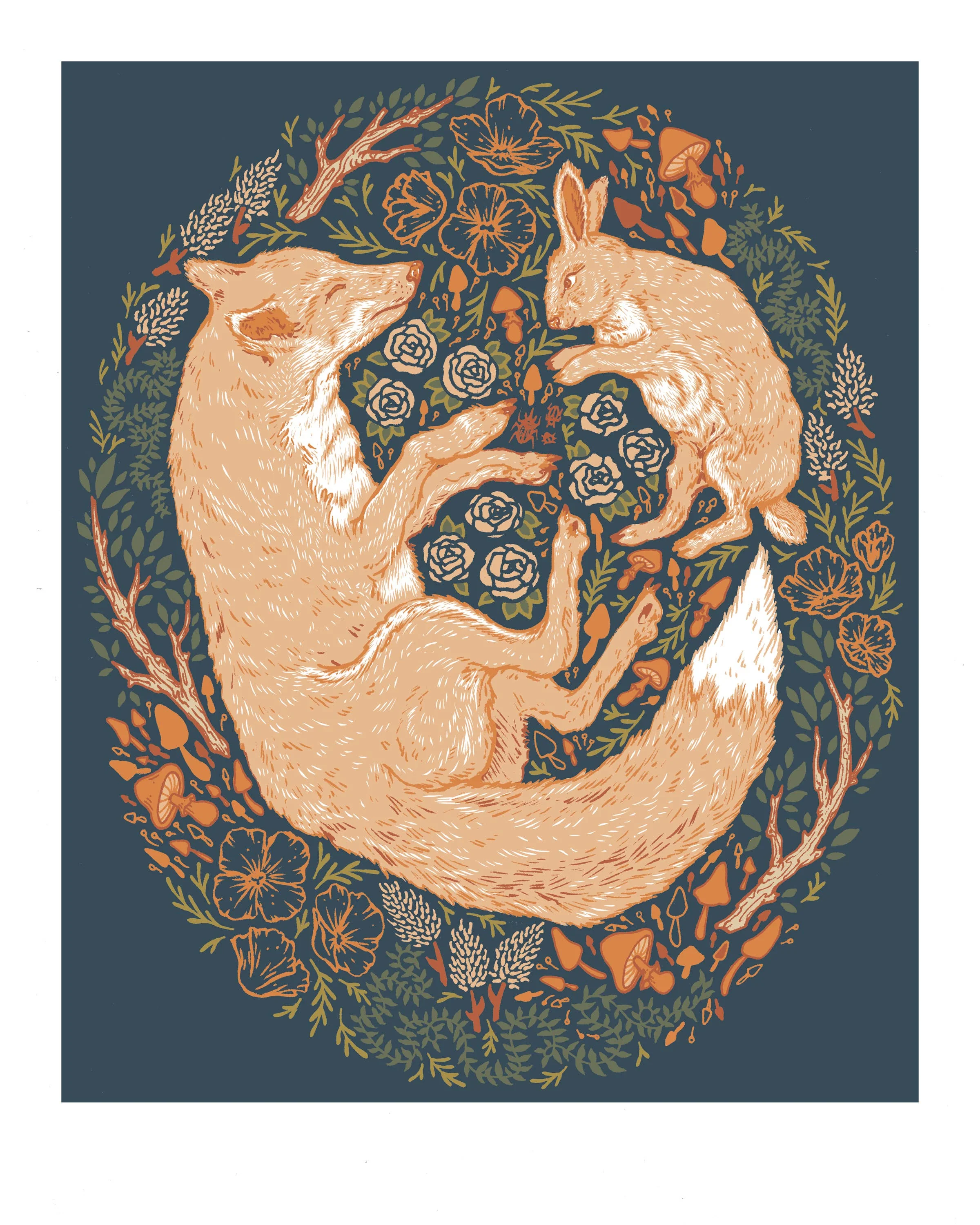 Fox and Hare 8x10" Giclee Print - Image 1