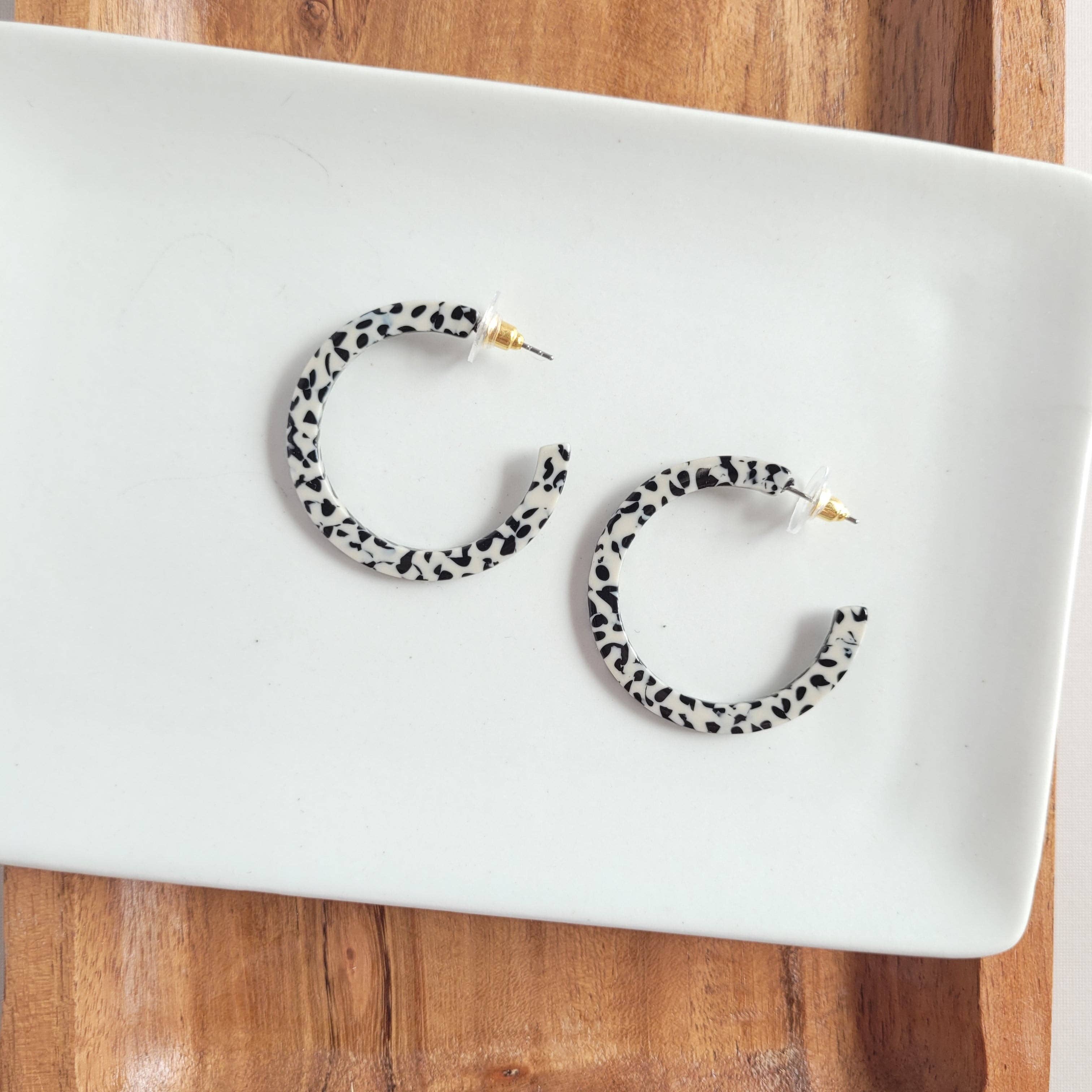 Camy Hoops - Black Dot // Gift, Earrings, Jewelry, Fall - Image 1