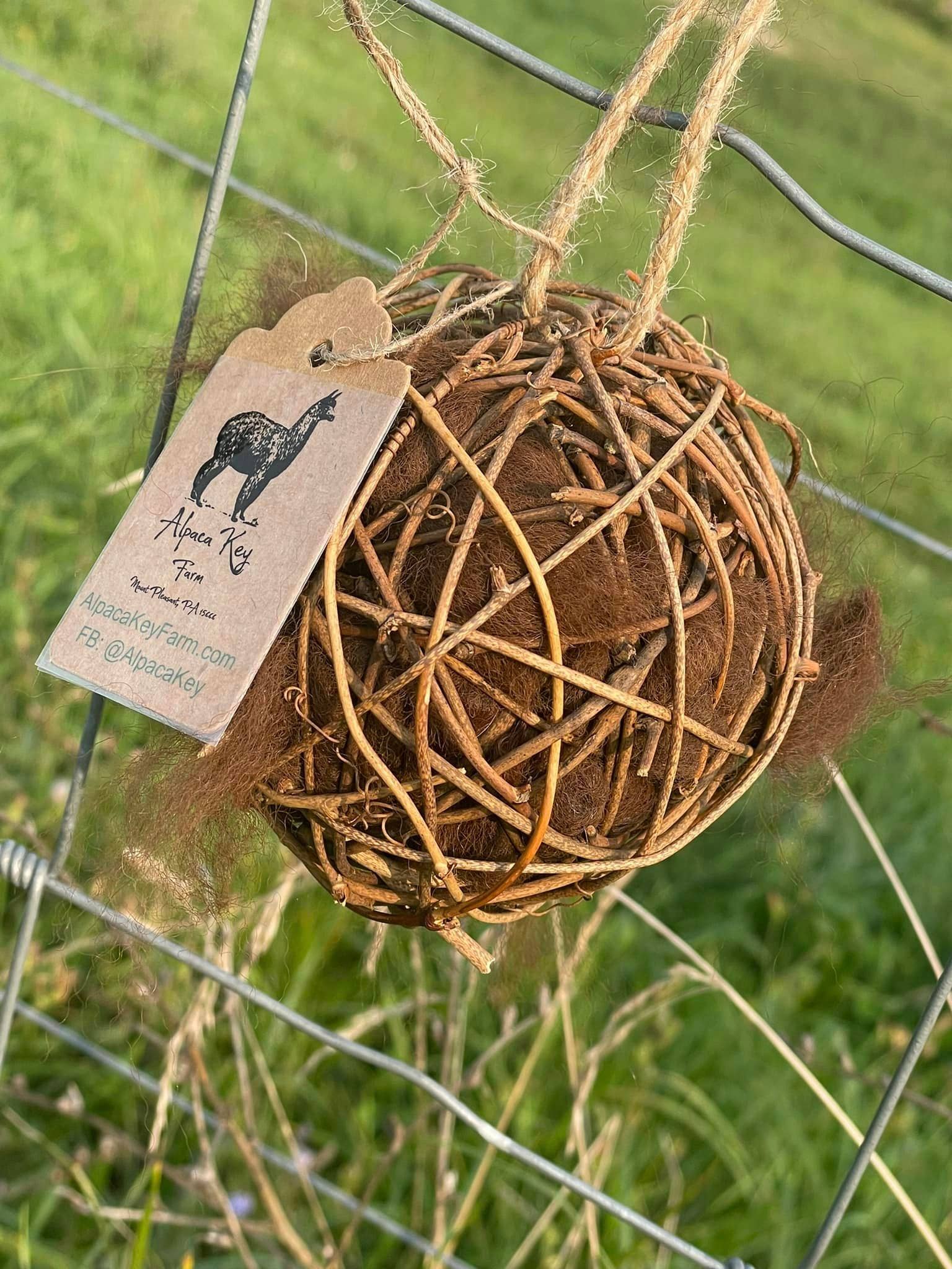 Alpaca-Fleece Filled Bird Nest Starter Grapevine Ball - Image 2
