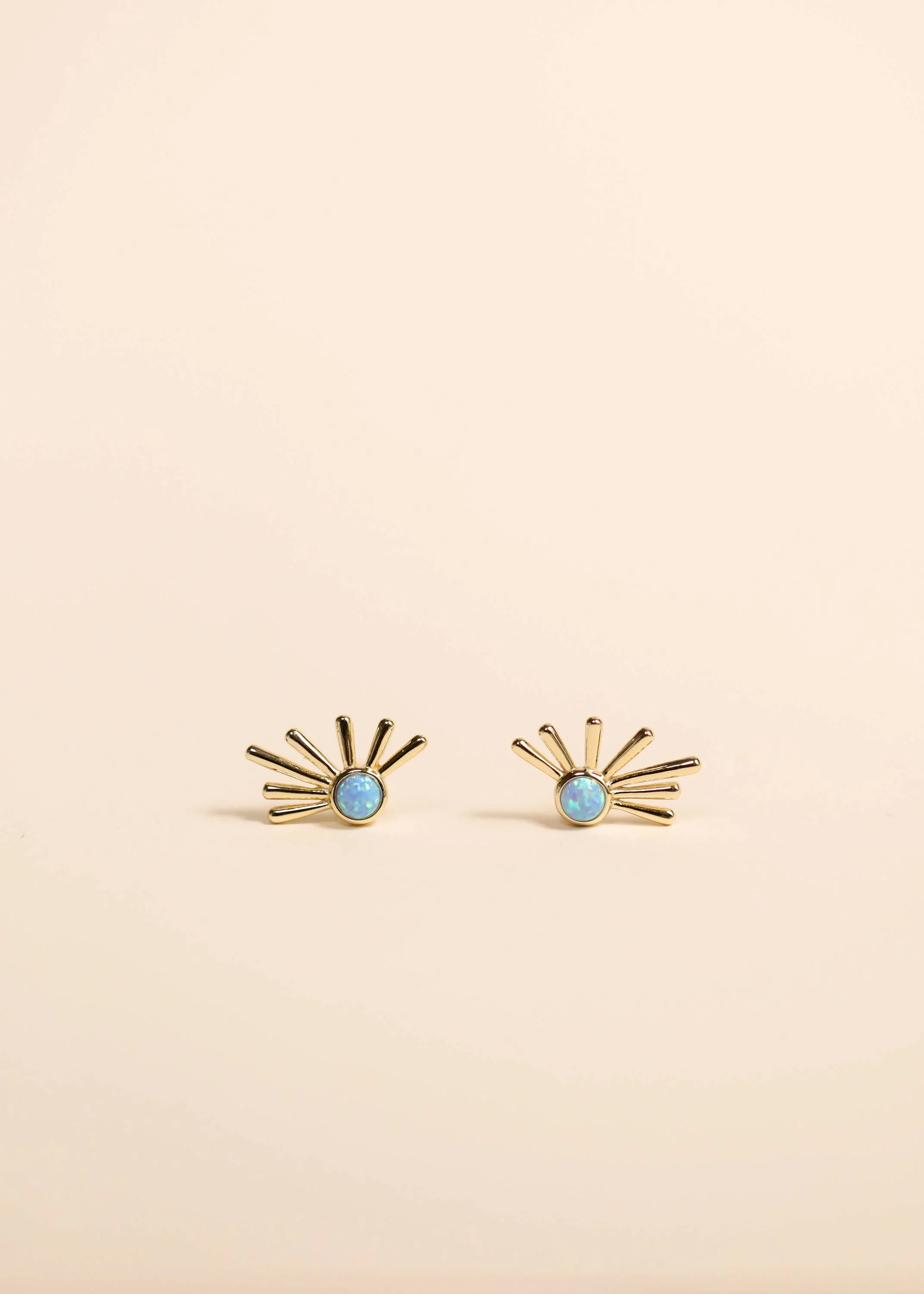 Sun Ray - Fire Opal - Gold Earrings - Image 3