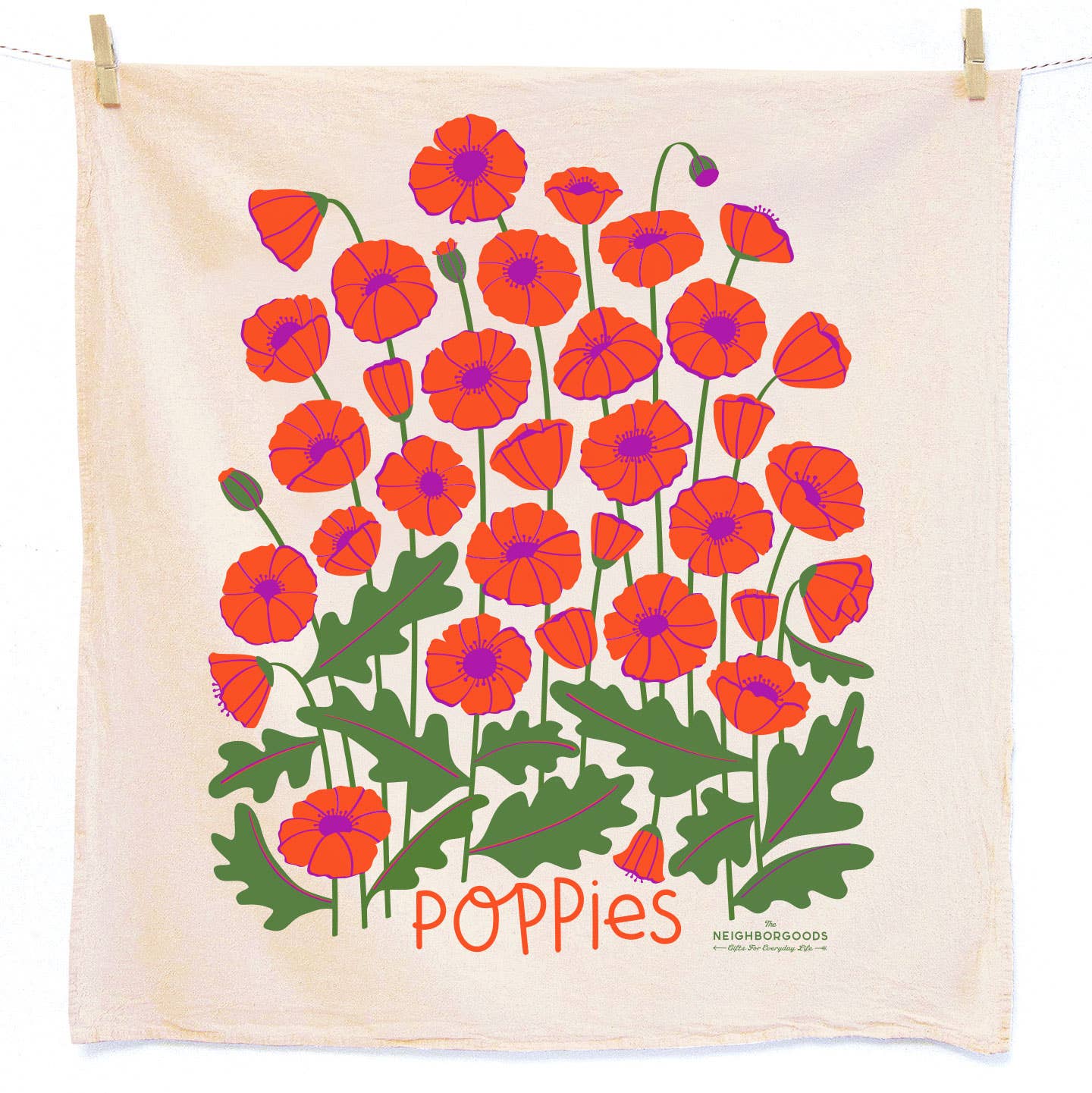 FIELD DAY (Mushrooms, Poppies) - Tea Towel Set of 2 - Image 3