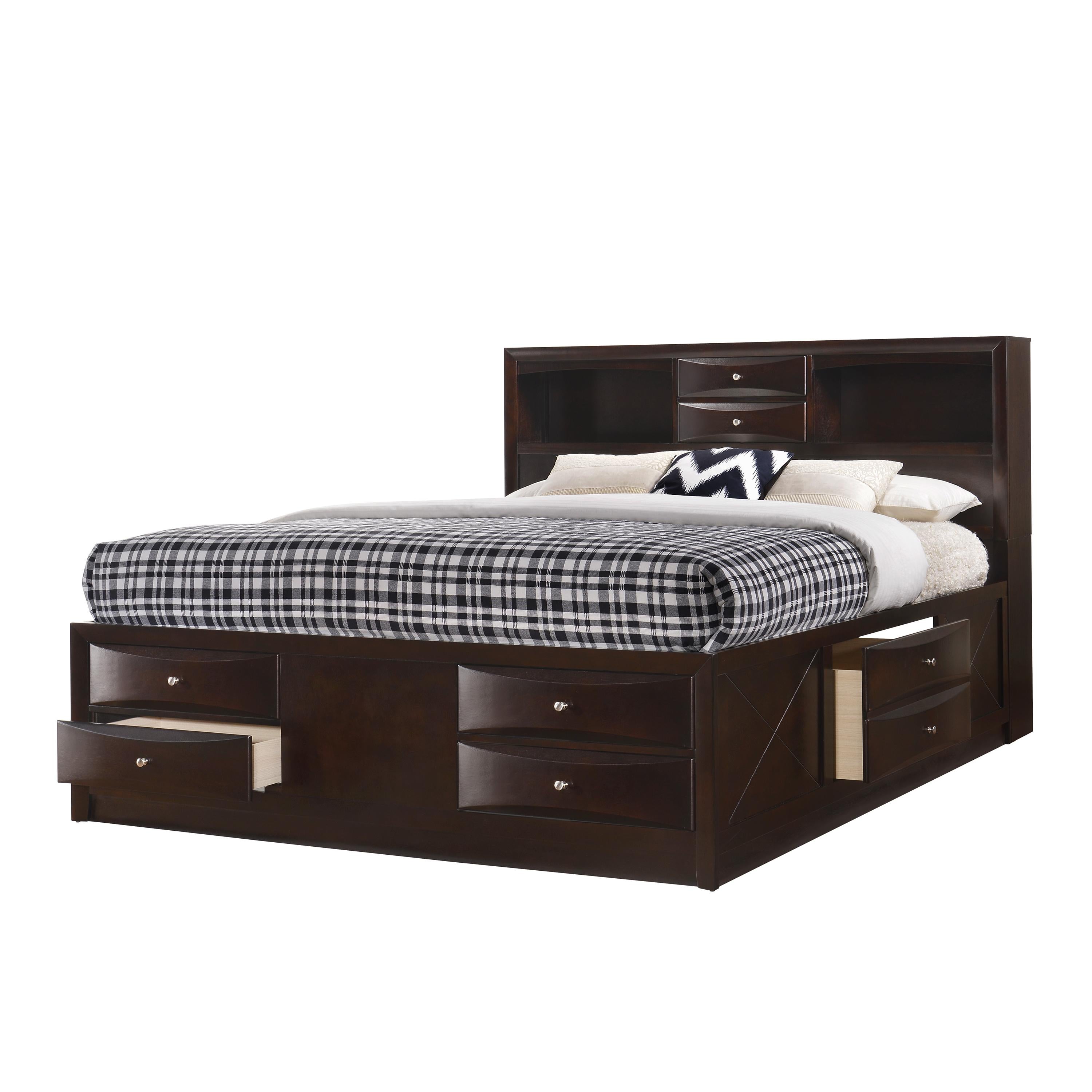 Crown Mark Emily King Bookcase Bed with Storage B4265-K-HBFB/B4265-K-RAIL/B4265-K-DRW-L/B4265-K-DRW-R - Image 1