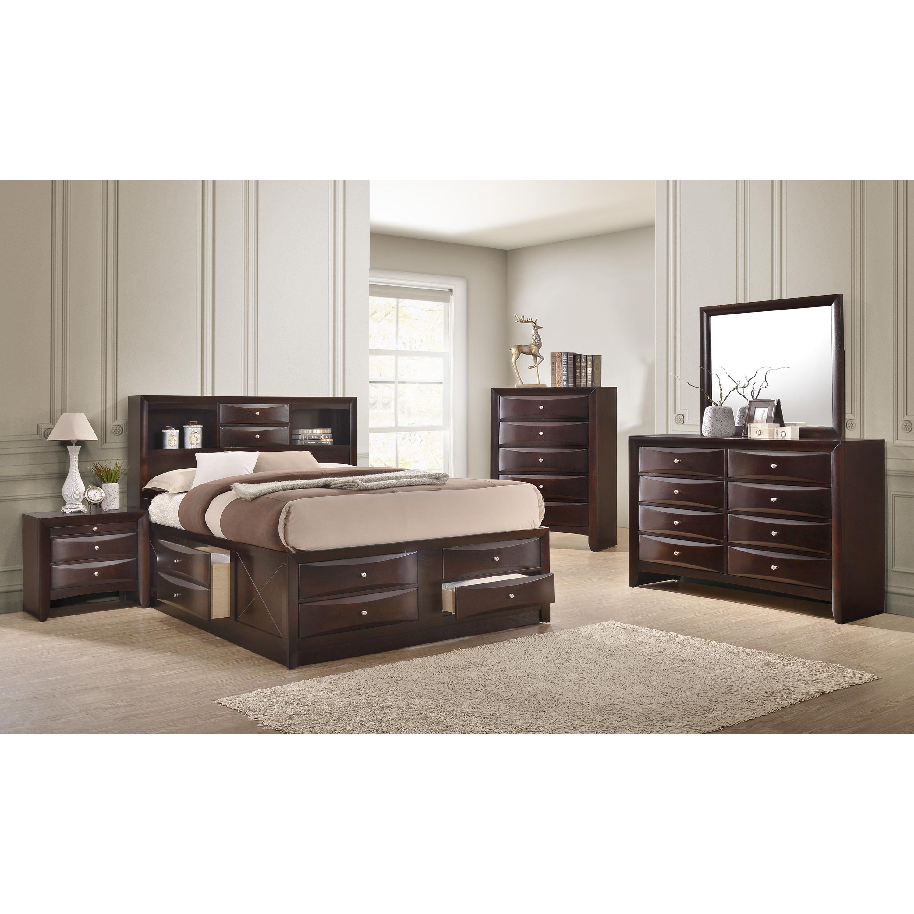 Crown Mark Emily King Bookcase Bed with Storage B4265-K-HBFB/B4265-K-RAIL/B4265-K-DRW-L/B4265-K-DRW-R - Image 2