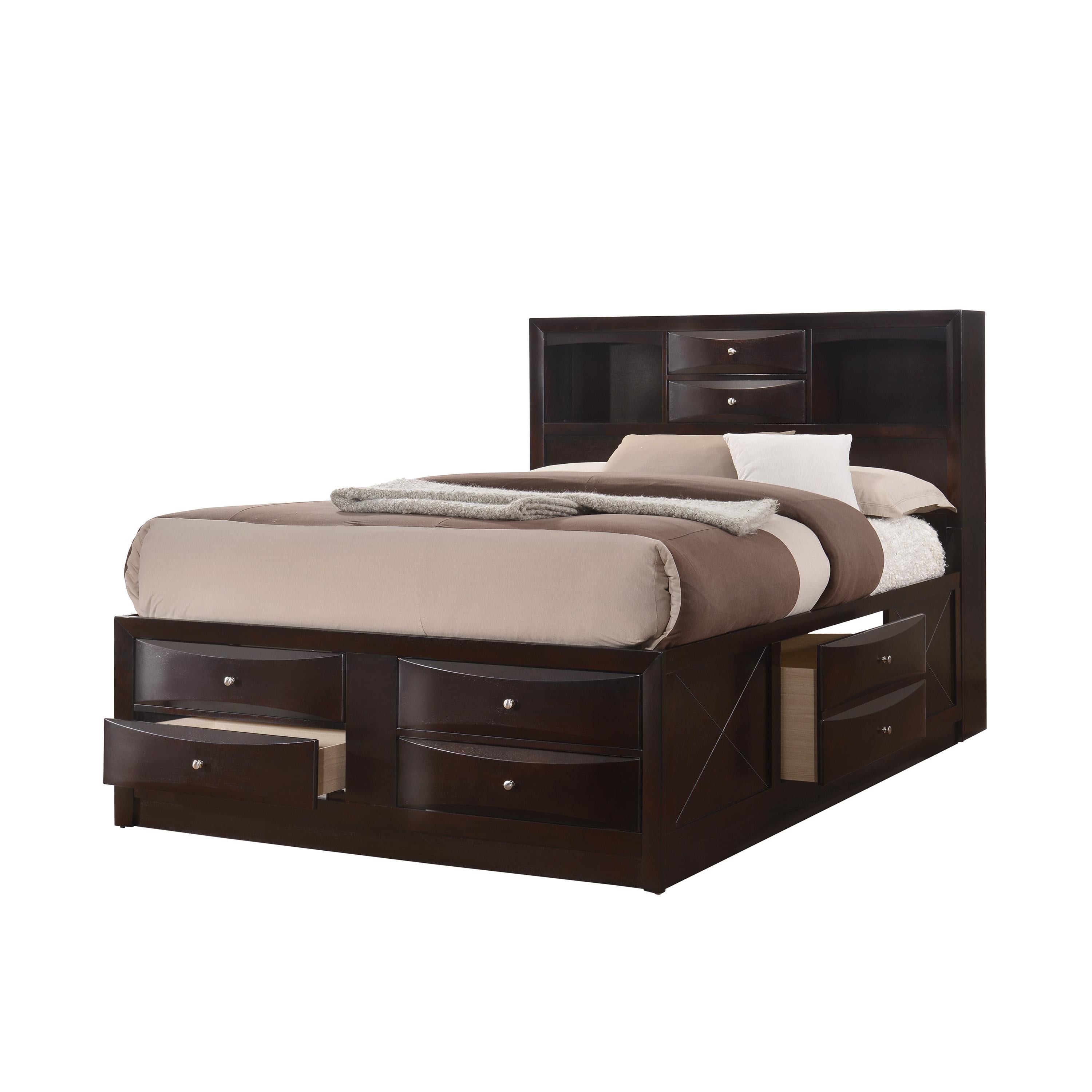 Crown Mark Emily Queen Bookcase Bed with Storage B4265-Q-HBFB/B4265-Q-RAIL/B4265-Q-DRW-L/B4265-Q-DRW-R - Image 1