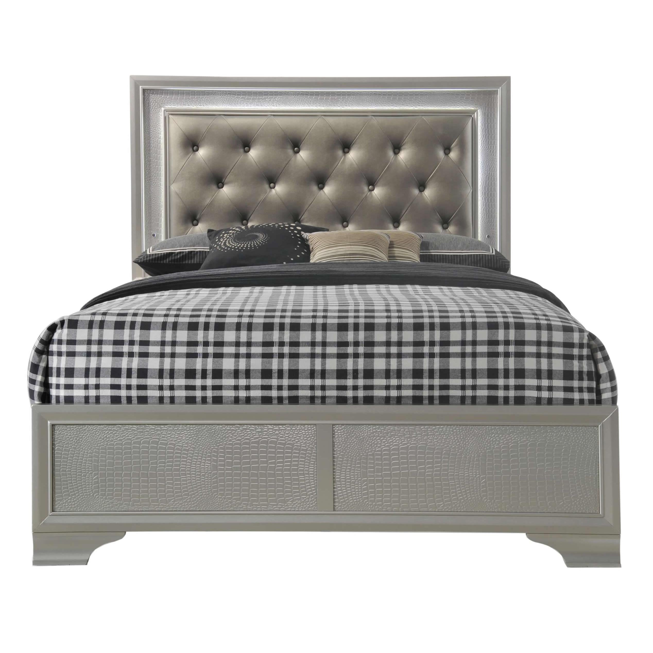 Crown Mark Lyssa Queen Upholstered Panel Bed B4300-Q-HBFB/B4300-KQ-RAIL - Image 1
