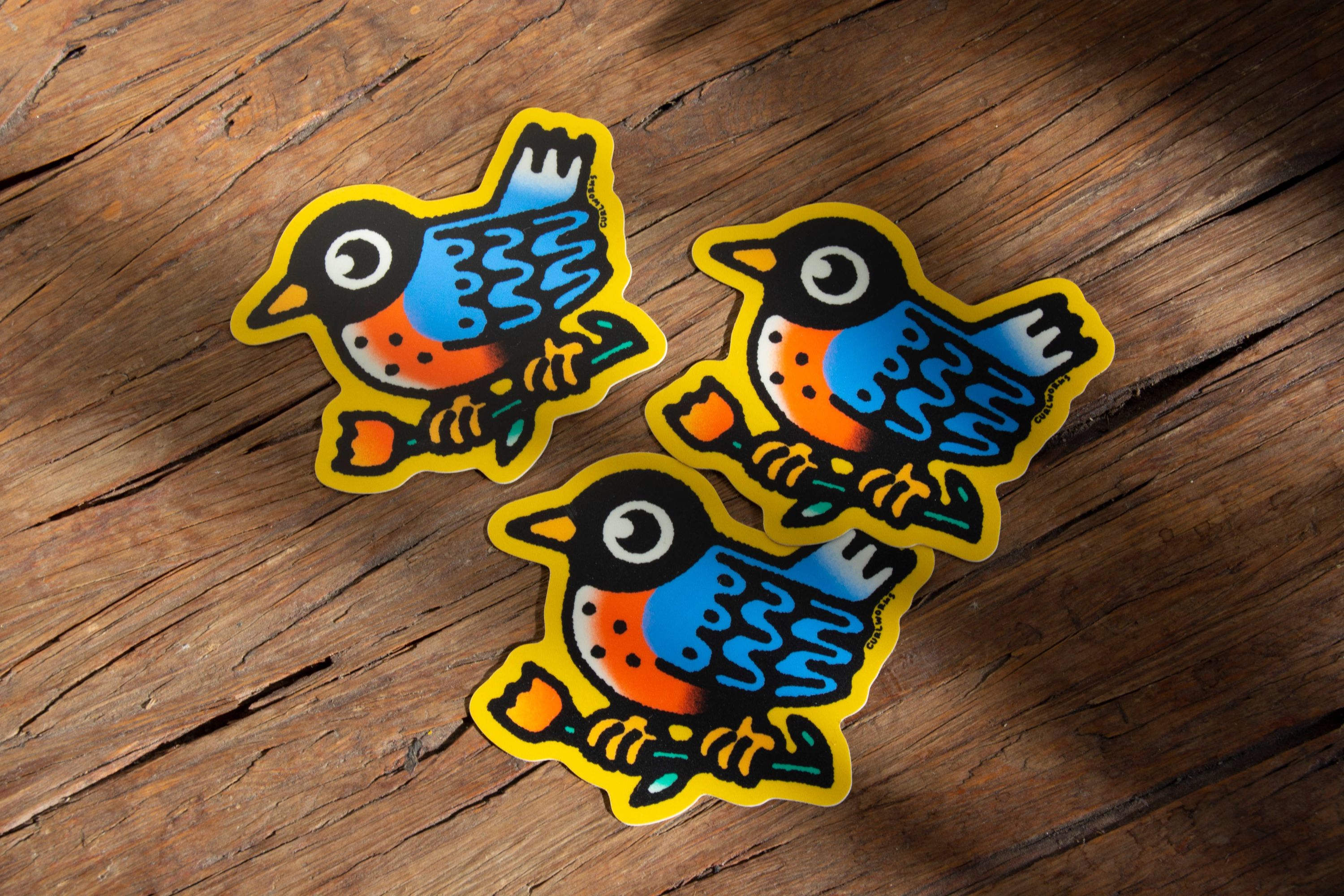 American Robin with Tulip - 3" Vinyl Sticker - Image 3