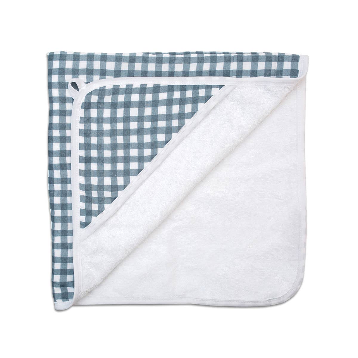 Hooded Towel - Navy Gingham - Image 1