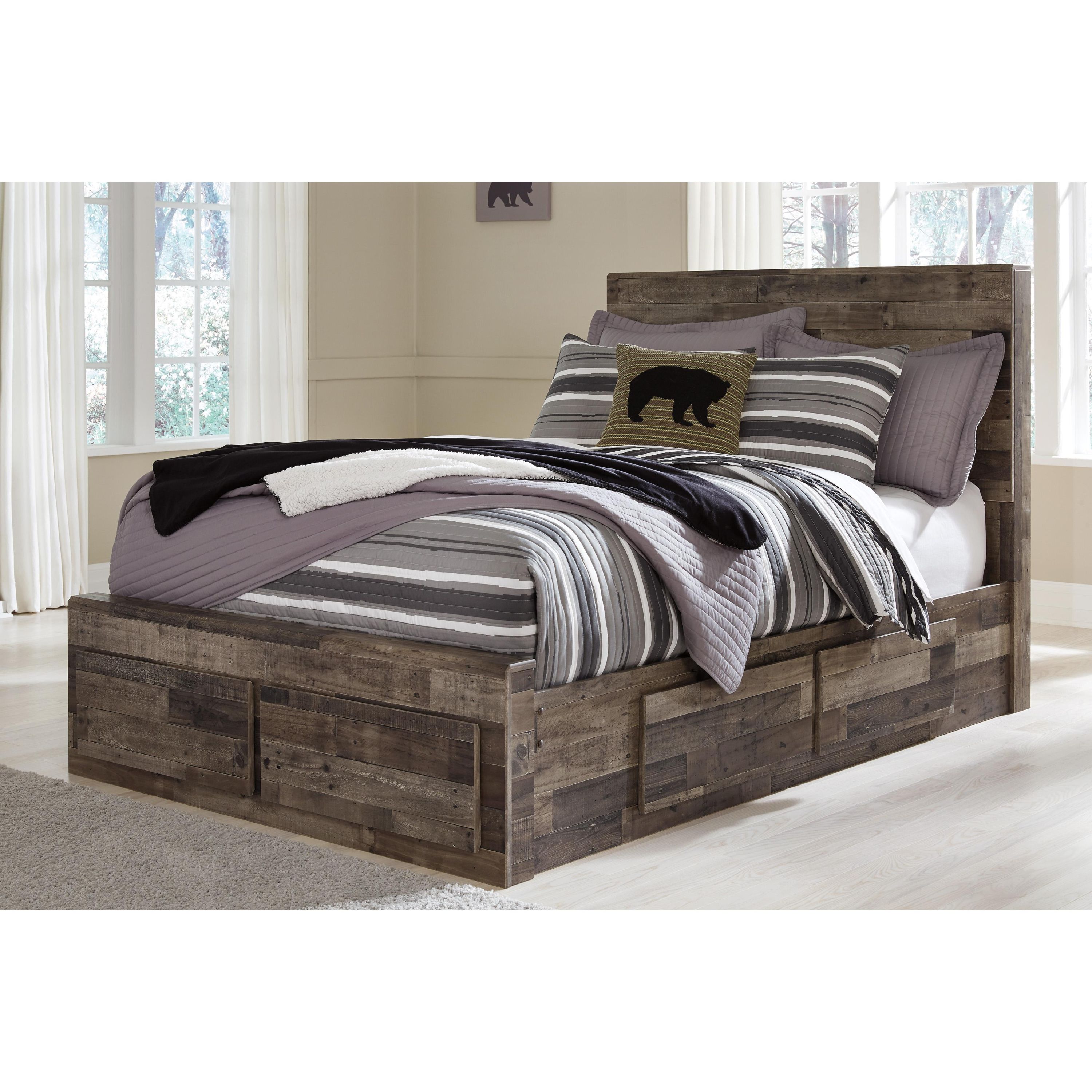 Benchcraft Derekson B200B10 Full Panel Bed with 6 Storage Drawers - Image 2