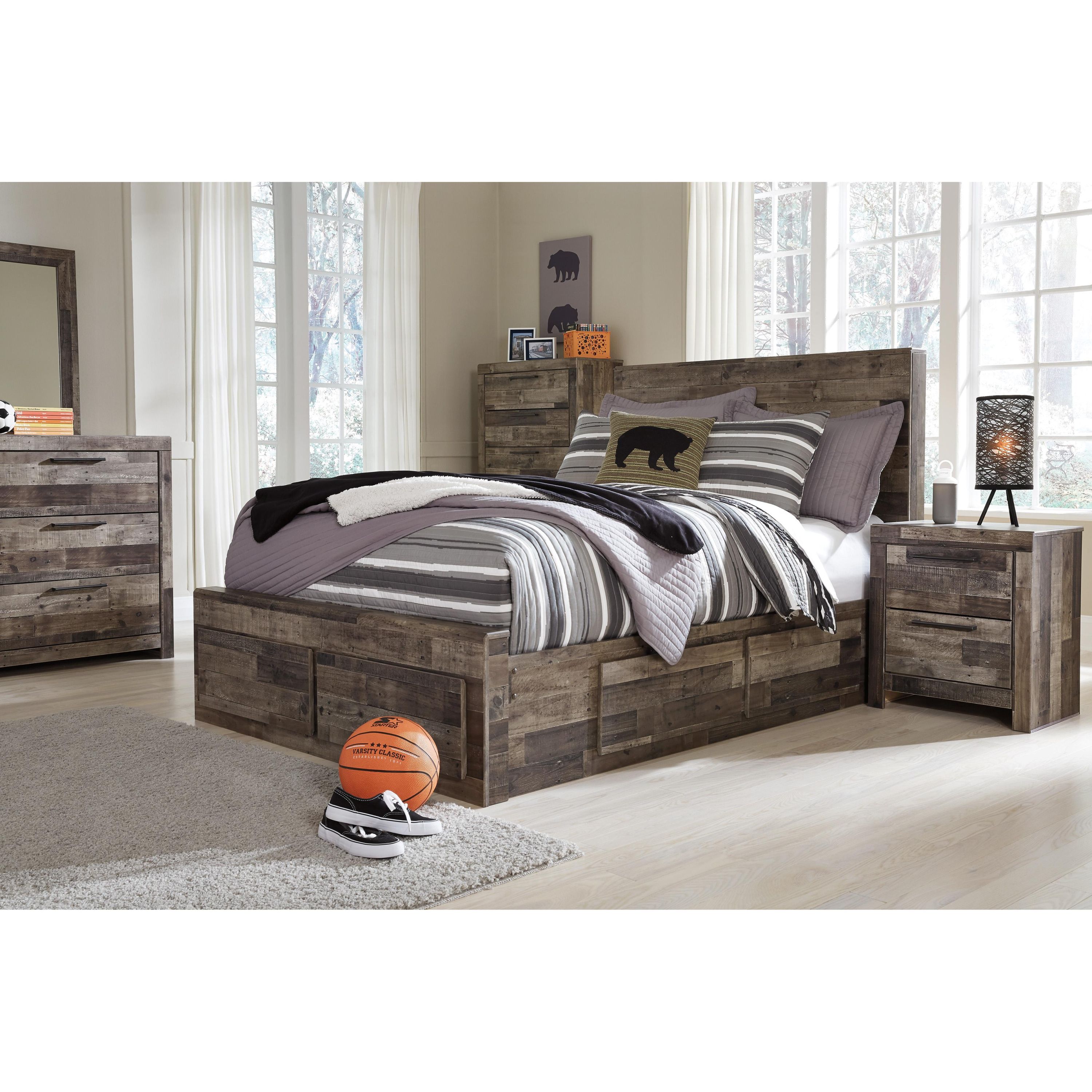 Benchcraft Derekson B200B10 Full Panel Bed with 6 Storage Drawers - Image 3