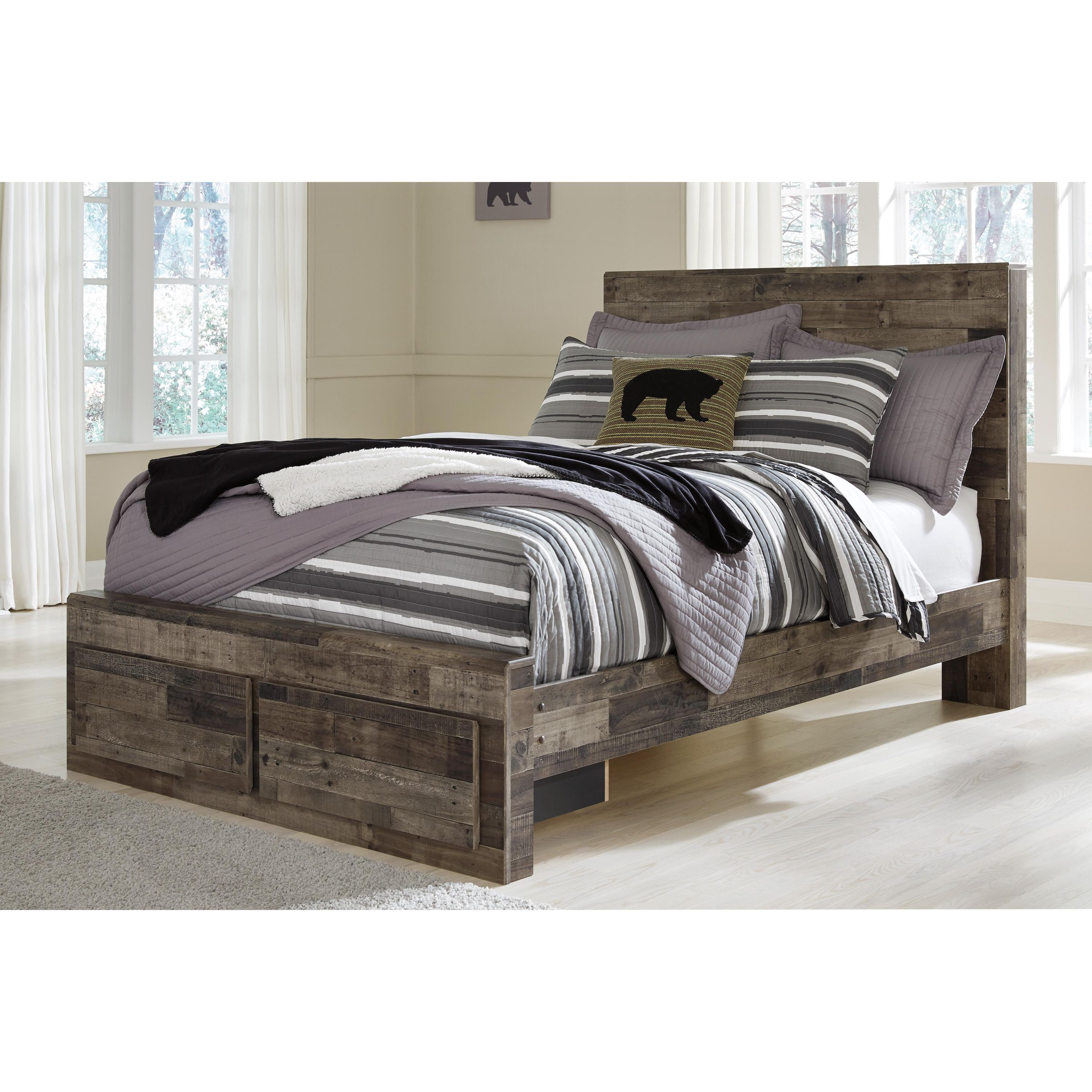 Benchcraft Derekson B200B16 Full Panel Bed with 2 Storage Drawers - Image 2