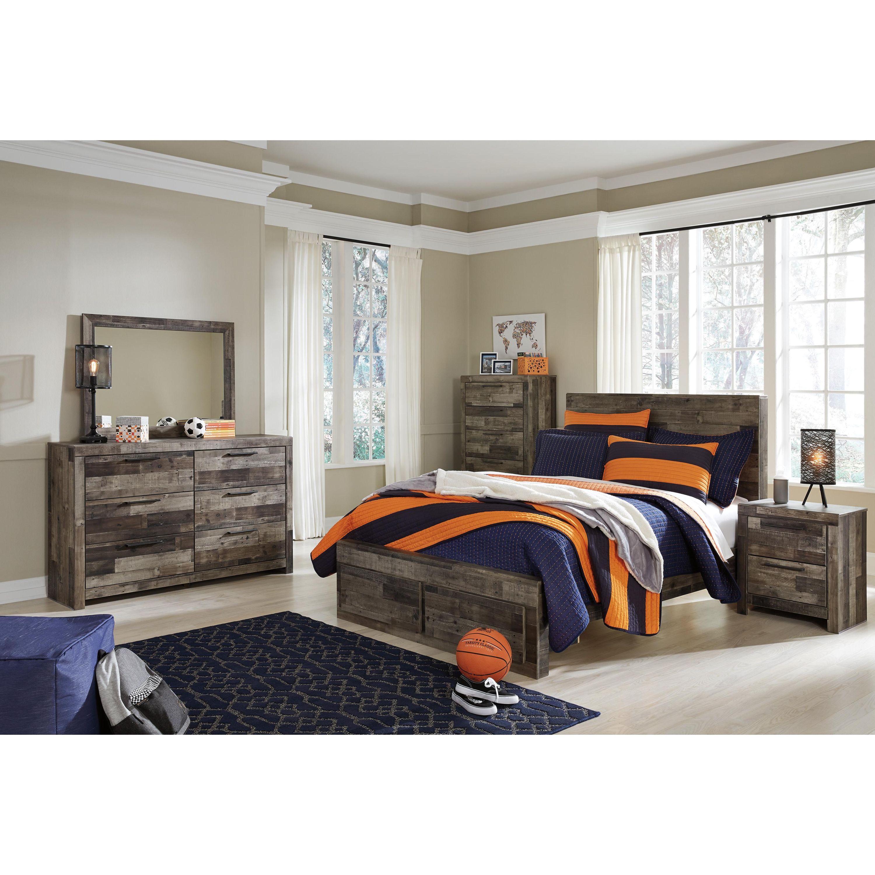 Benchcraft Derekson B200B16 Full Panel Bed with 2 Storage Drawers - Image 3