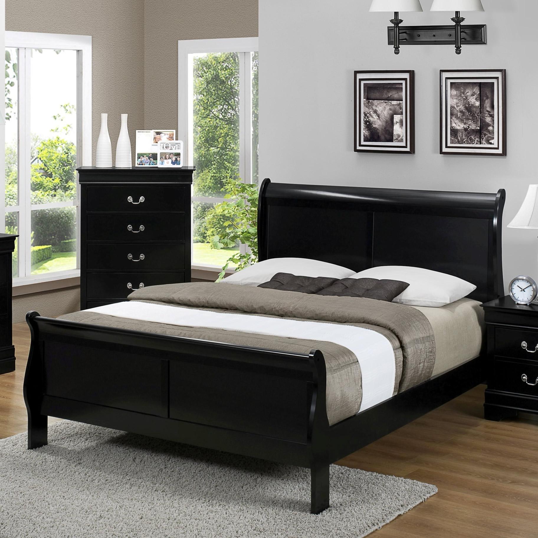 Crown Mark Louis Philip Queen Sleigh Bed B3950-Q-HBFB/B3950-Q-RAIL - Image 1