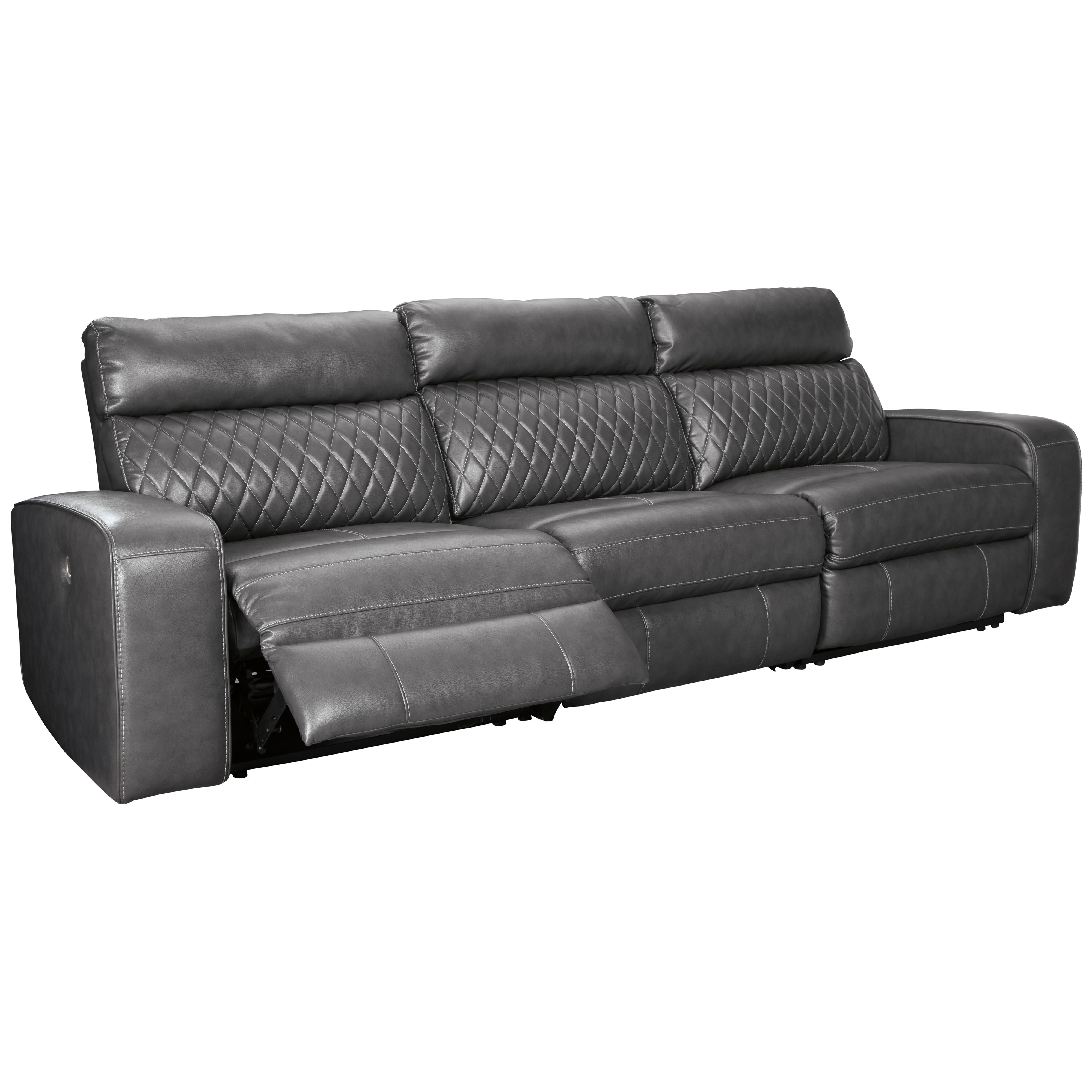 Signature Design by Ashley Samperstone Power Reclining Leather Look 3 pc Sectional 5520358/5520346/5520362 - Image 2