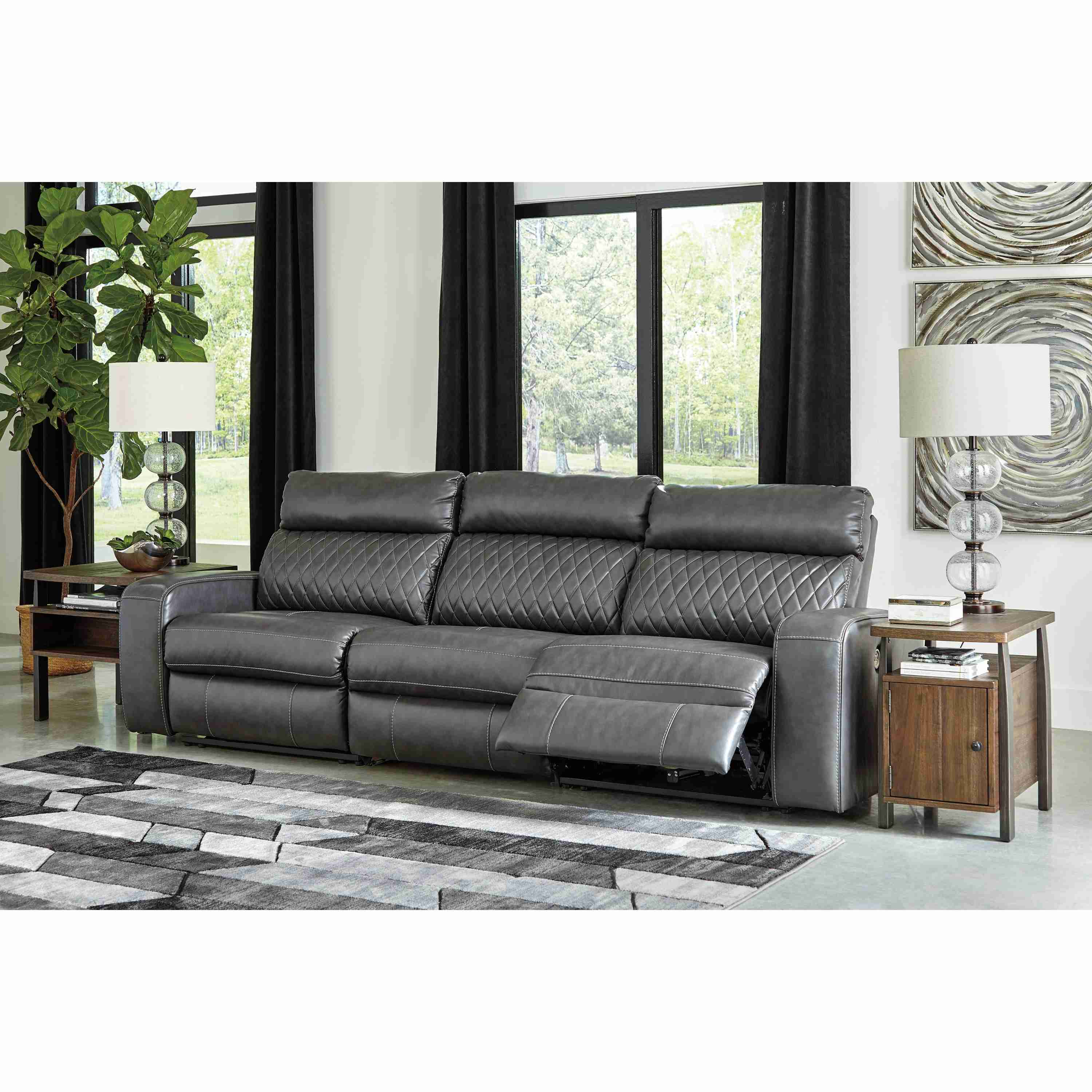 Signature Design by Ashley Samperstone Power Reclining Leather Look 3 pc Sectional 5520358/5520346/5520362 - Image 3