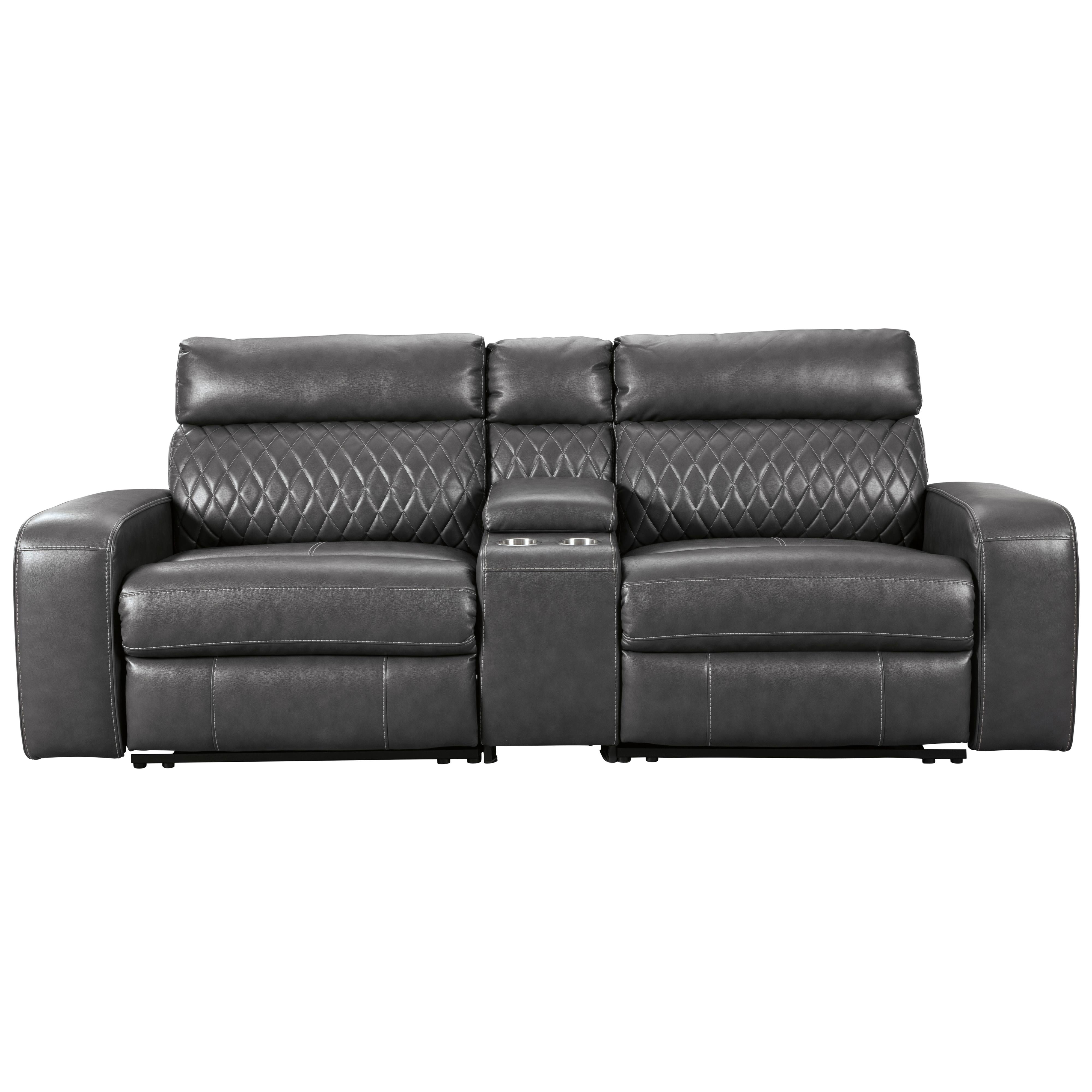 Signature Design by Ashley Samperstone Power Reclining Leather Look 3 pc Sectional 5520358/5520357/5520362 - Image 1