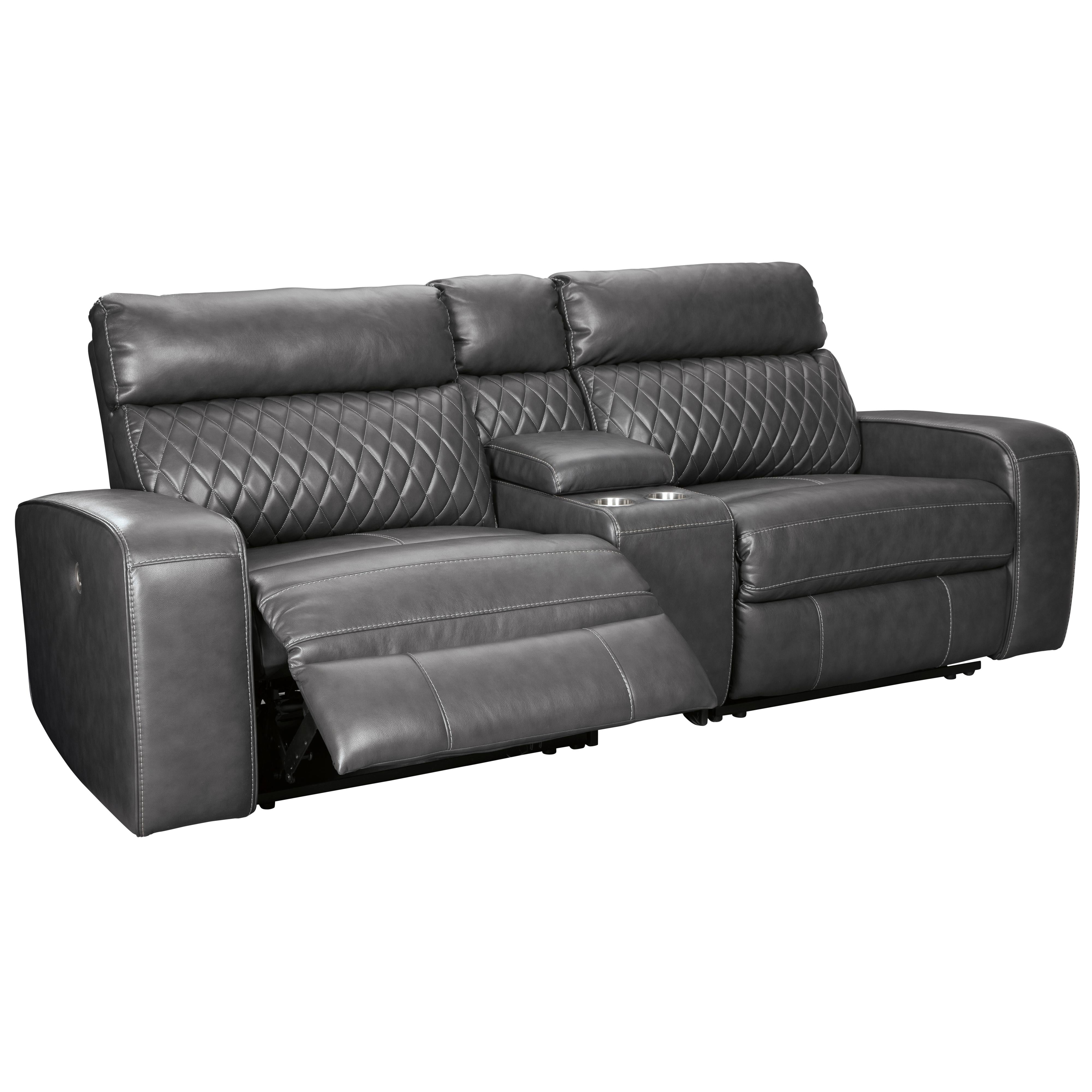 Signature Design by Ashley Samperstone Power Reclining Leather Look 3 pc Sectional 5520358/5520357/5520362 - Image 2