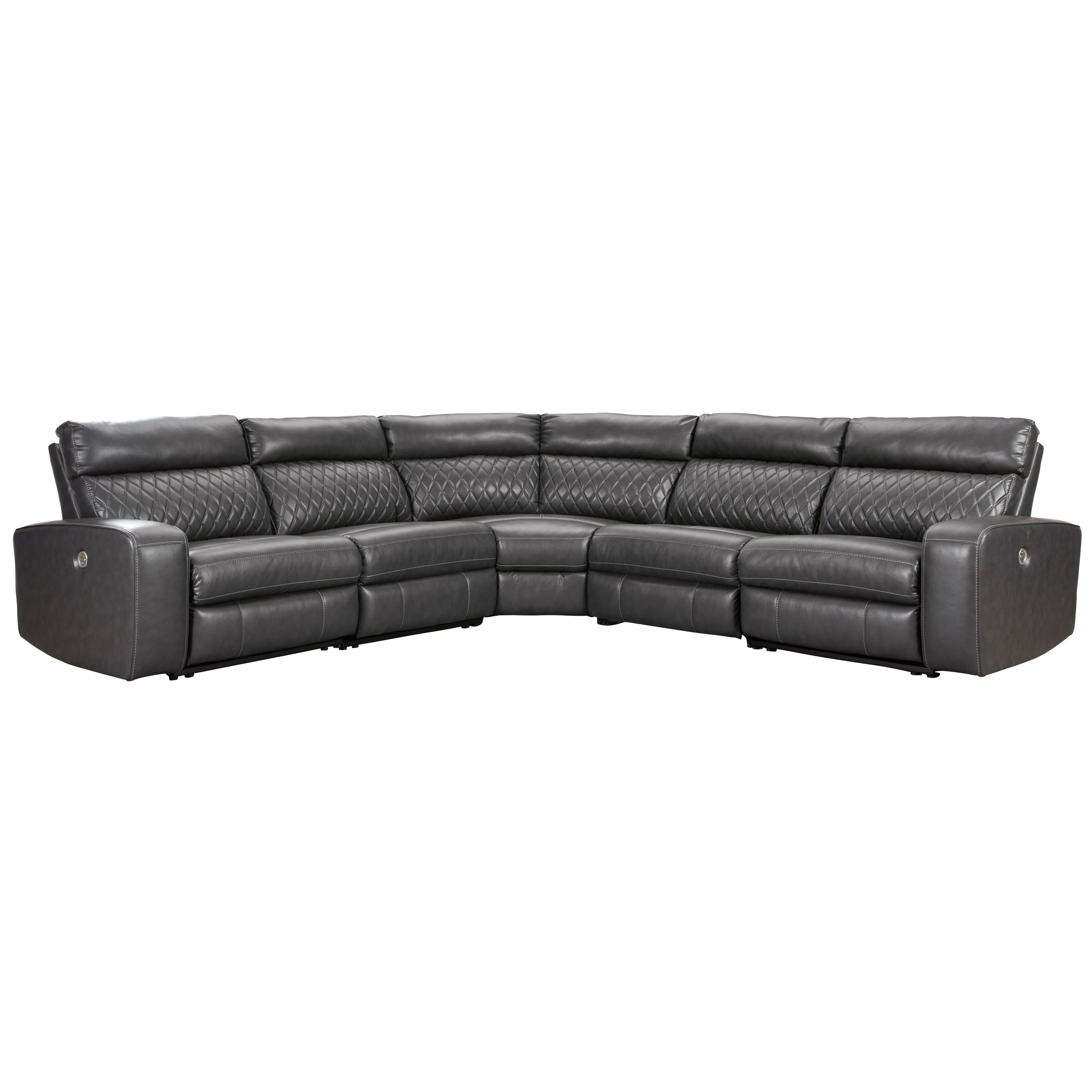 Signature Design by Ashley Samperstone Power Reclining Leather Look 5 pc Sectional 5520358/5520319/5520377/5520346/5520362 - Image 1