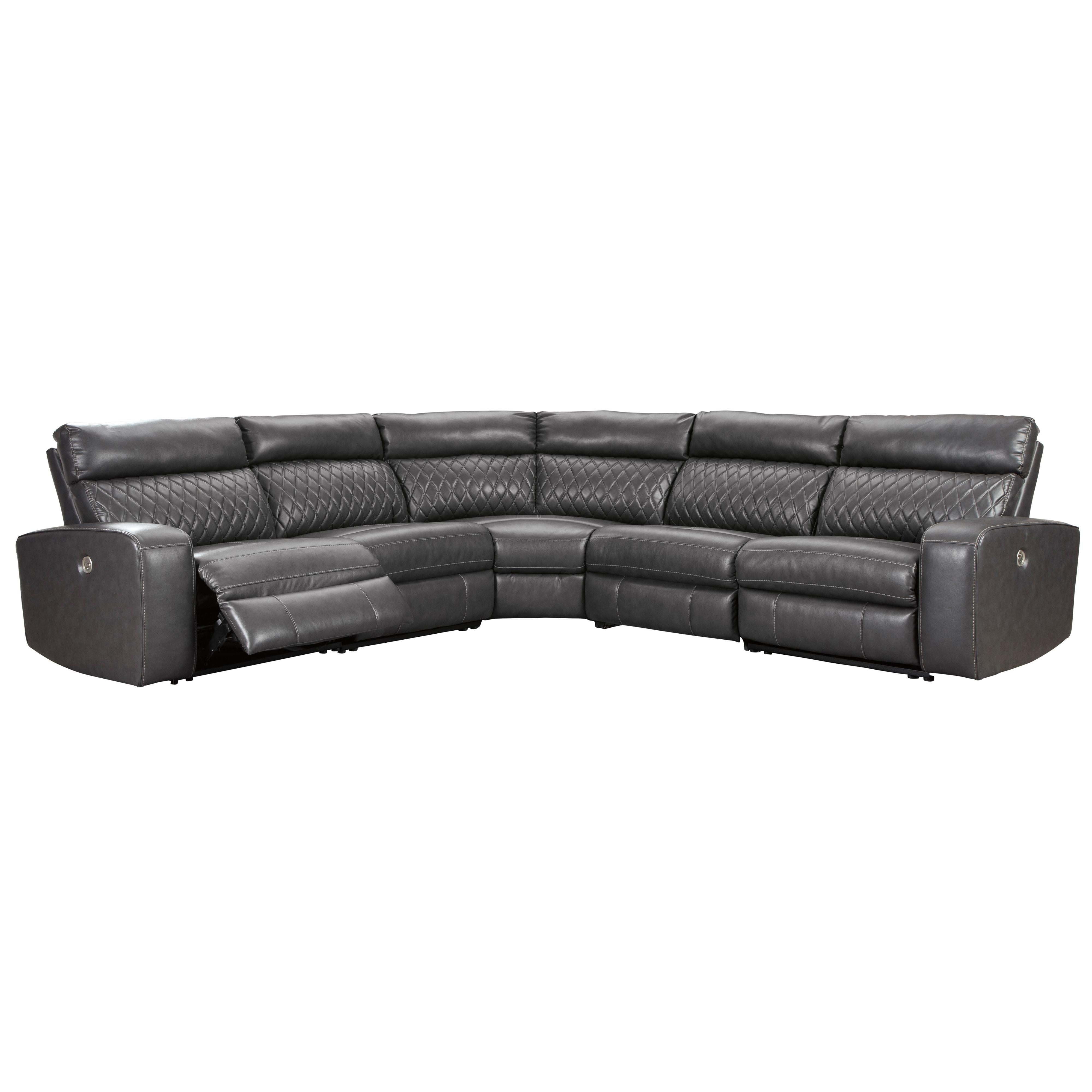 Signature Design by Ashley Samperstone Power Reclining Leather Look 5 pc Sectional 5520358/5520319/5520377/5520346/5520362 - Image 2