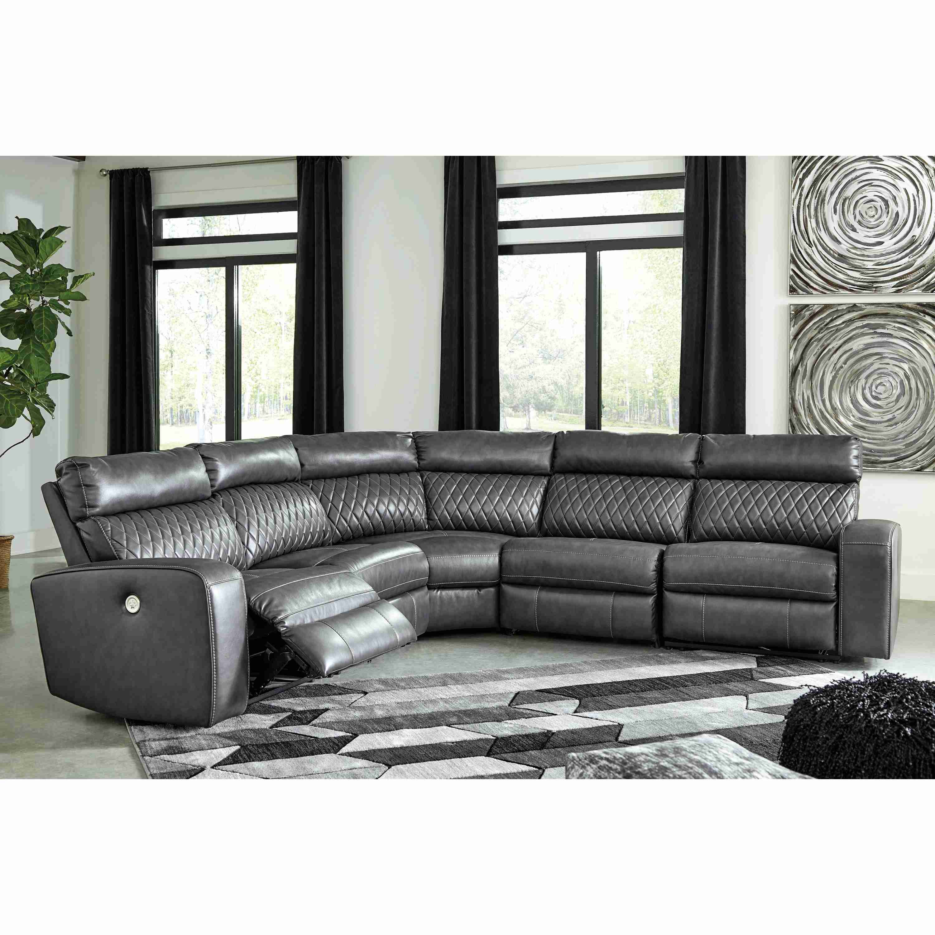 Signature Design by Ashley Samperstone Power Reclining Leather Look 5 pc Sectional 5520358/5520319/5520377/5520346/5520362 - Image 3