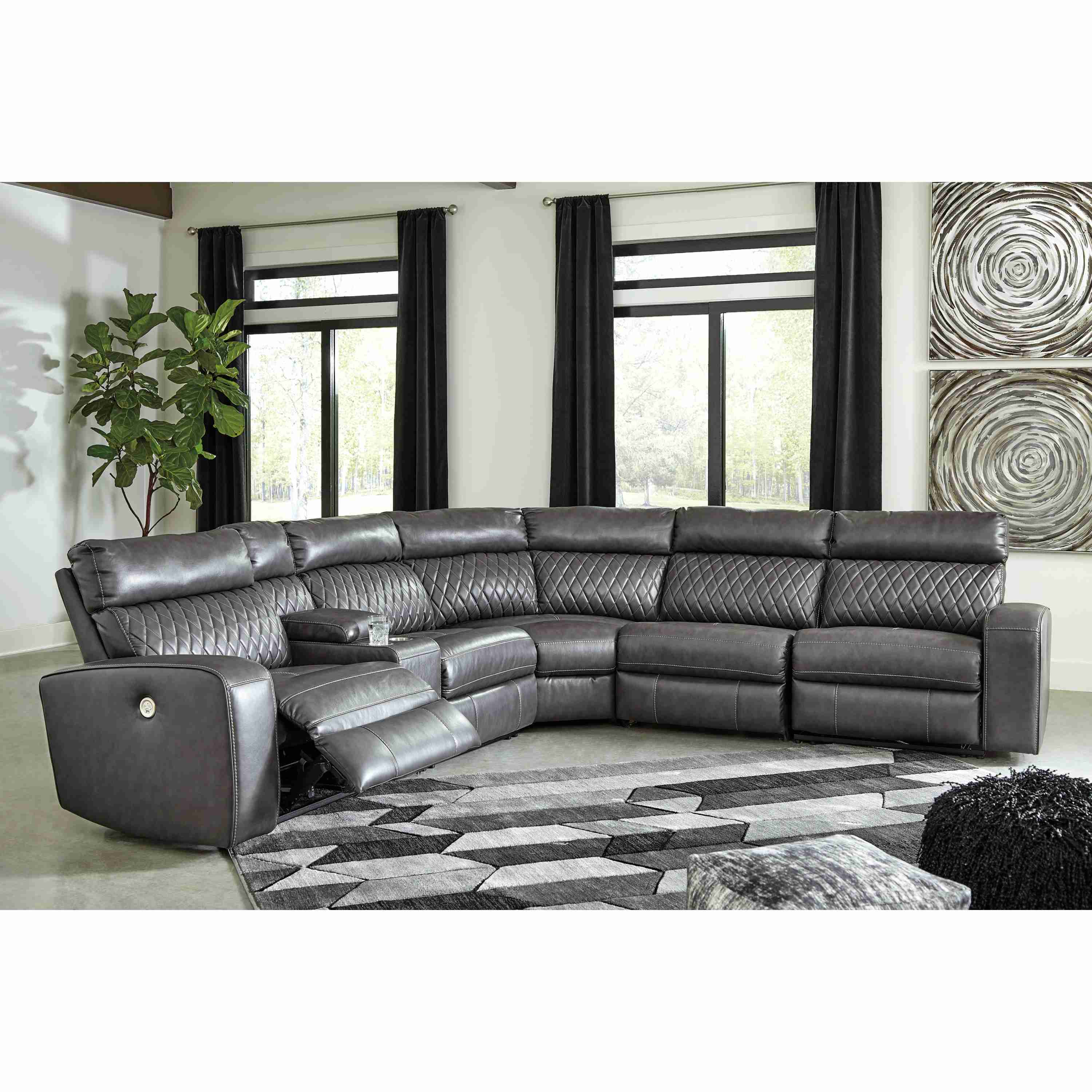 Signature Design by Ashley Samperstone Power Reclining Leather Look 6 pc Sectional 5520358/5520357/5520319/5520377/5520346/5520362 - Image 3
