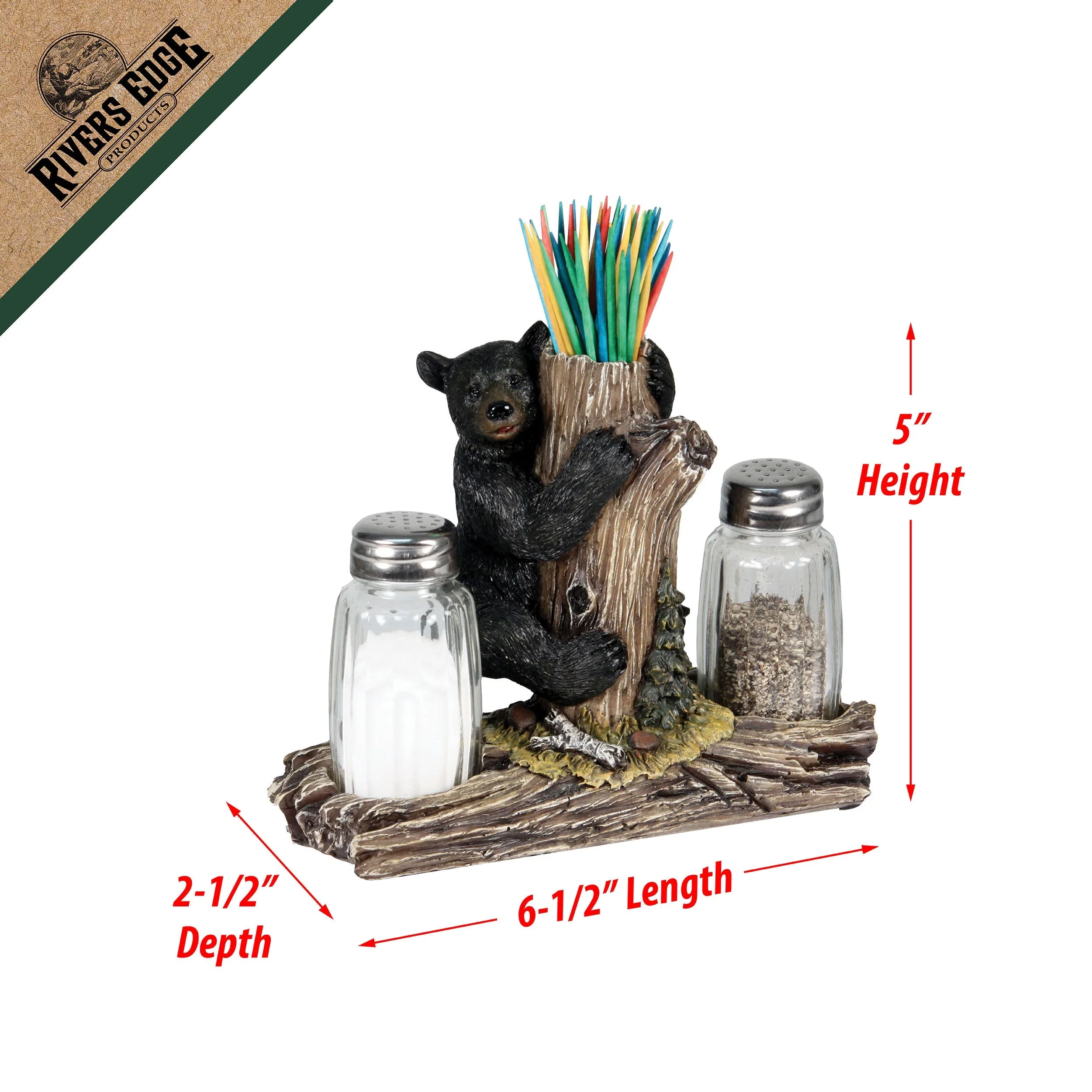 Salt and Pepper Shakers-Bear w Toothpick Holder - Image 2