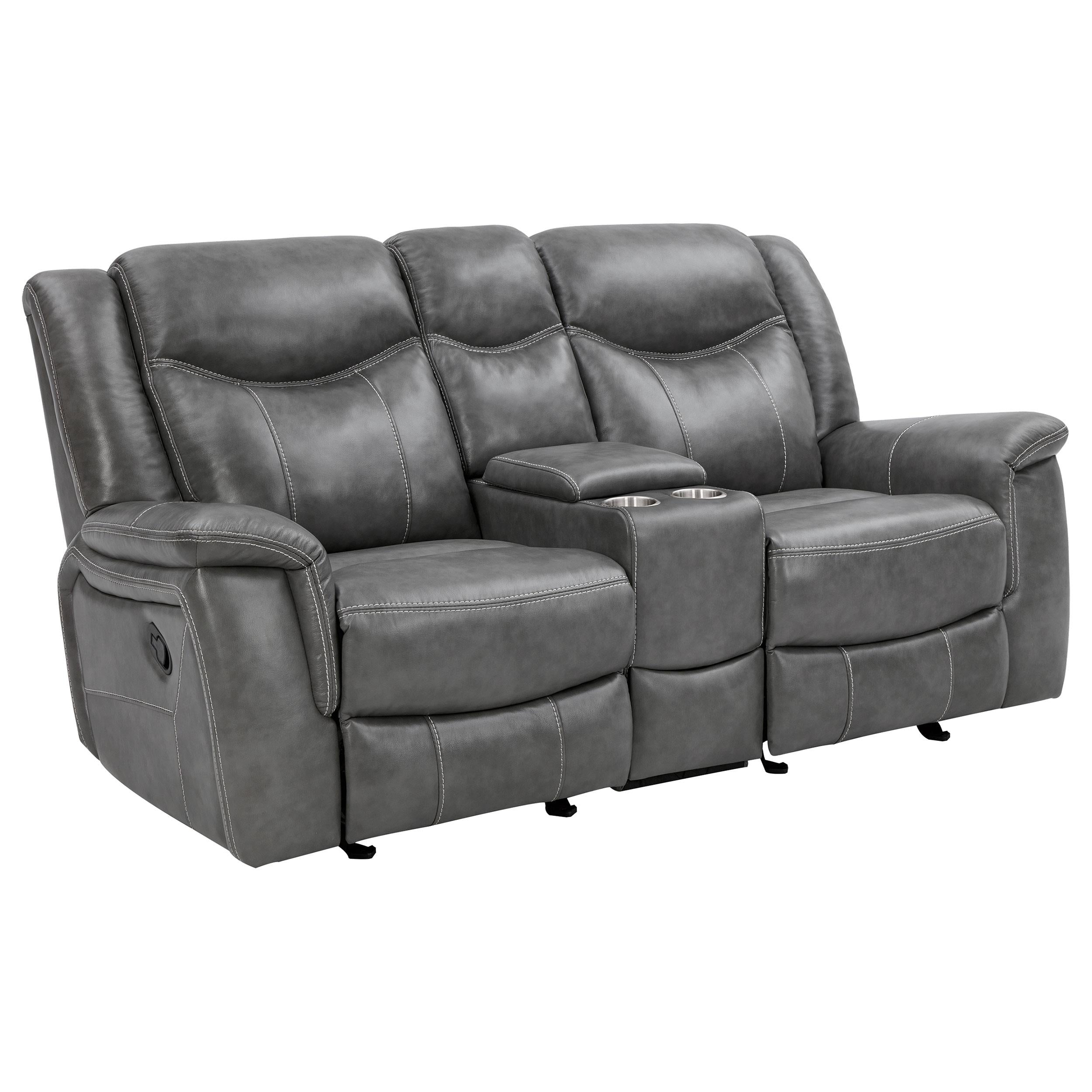 Coaster Furniture Conrad 650355 Upholstered Padded Arm Glider Loveseat – Grey
